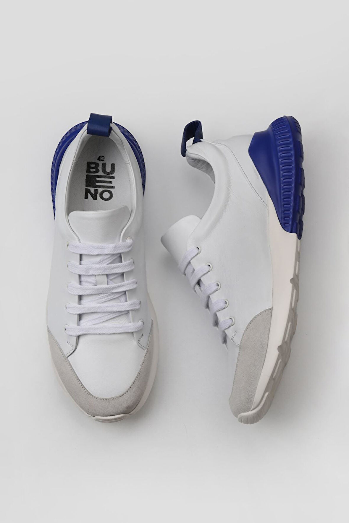 Bueno Shoes Beyaz Mavi Deri Erkek Spor Ayakkabı 01mq5500