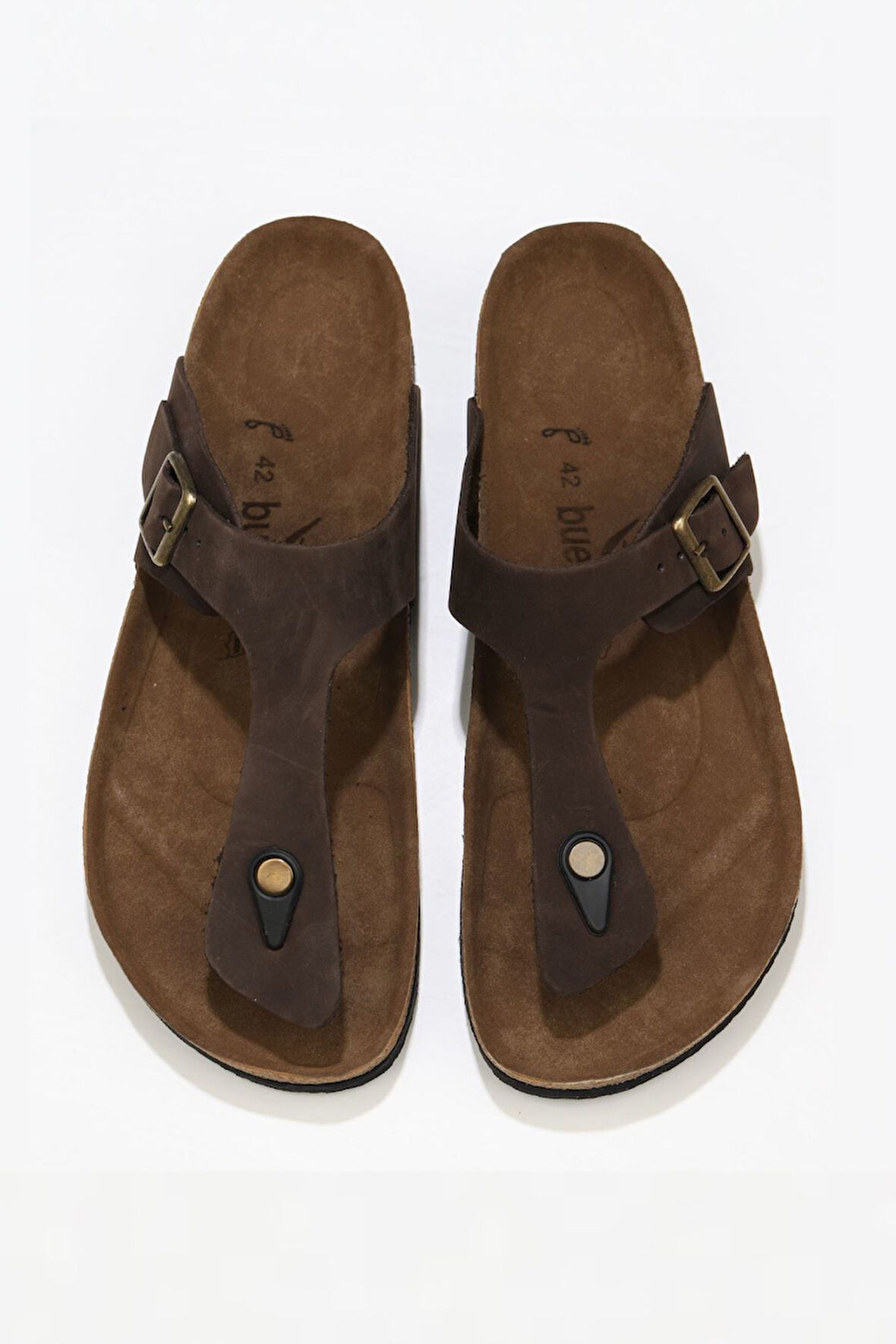 Bueno Shoes Kahverengi Nubuk Deri Erkek Parmak Arası Terlik 05mt101