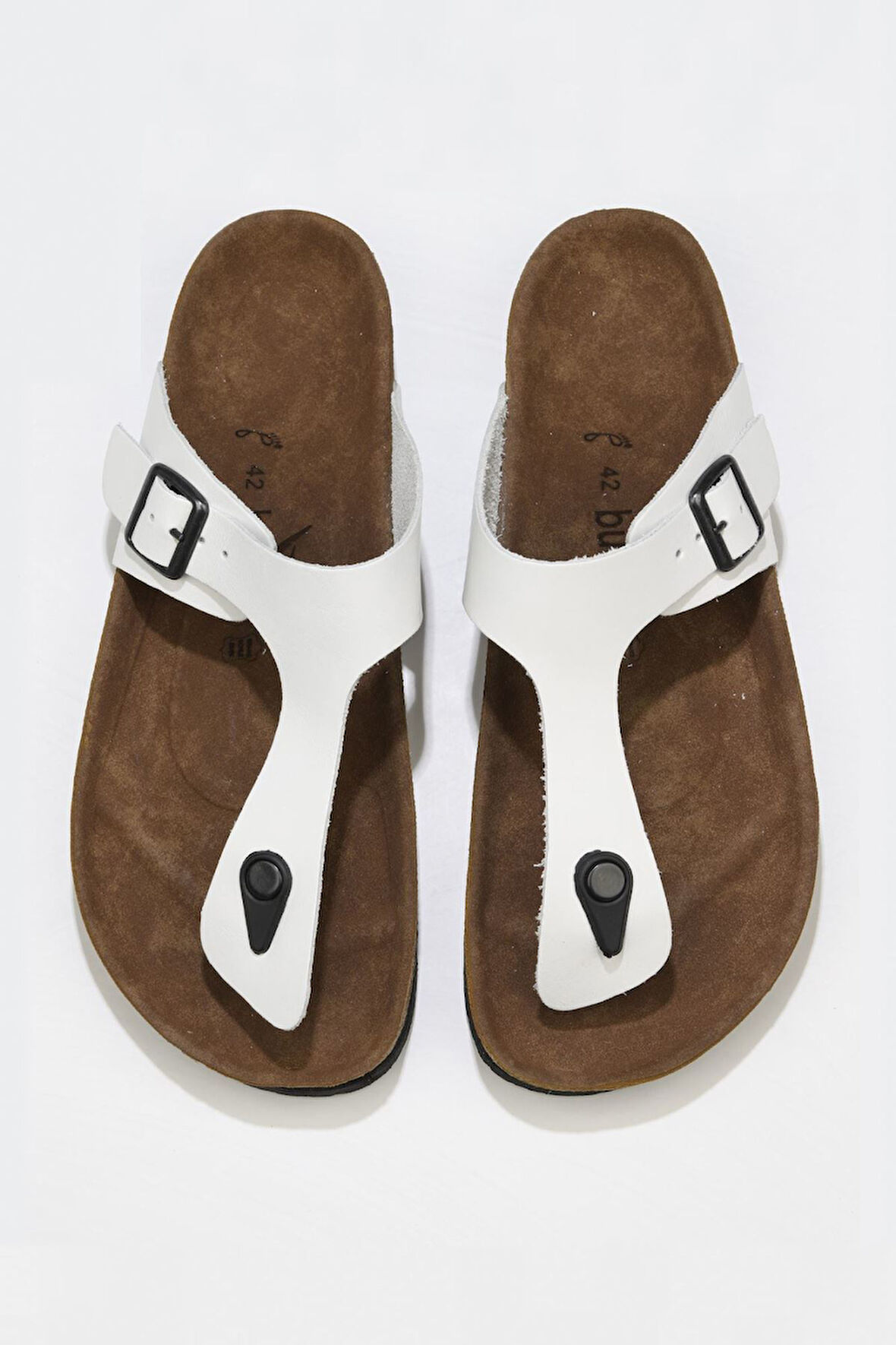 Bueno Shoes Beyaz Napa Deri Erkek Parmak Arası Terlik 05mt101