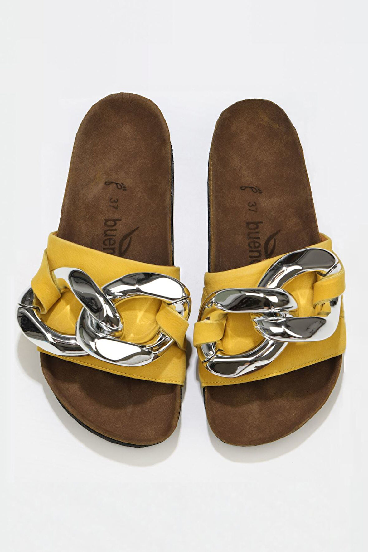 Bueno Shoes Sarı Nubuk Deri Kadın Düz Terlik 05wt066