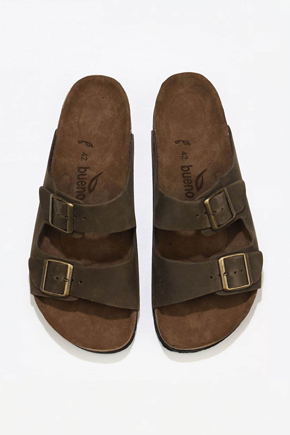Bueno Shoes Haki Nubuk Deri Kadın Düz Terlik 05wt100