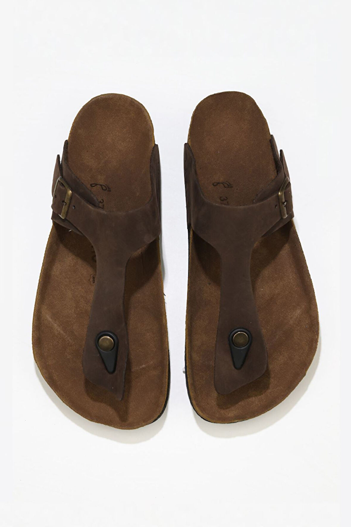 Bueno Shoes Kahverengi Nubuk Deri Kadın Parmak Arası Terlik 05wt101