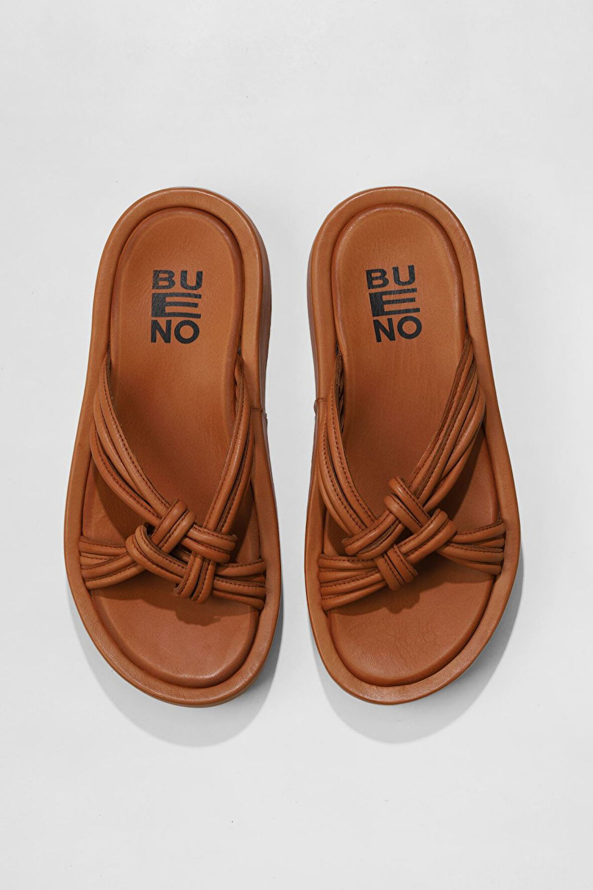 Bueno Shoes Taba Deri Kadın Dolgu Topuklu Terlik 01wu4602