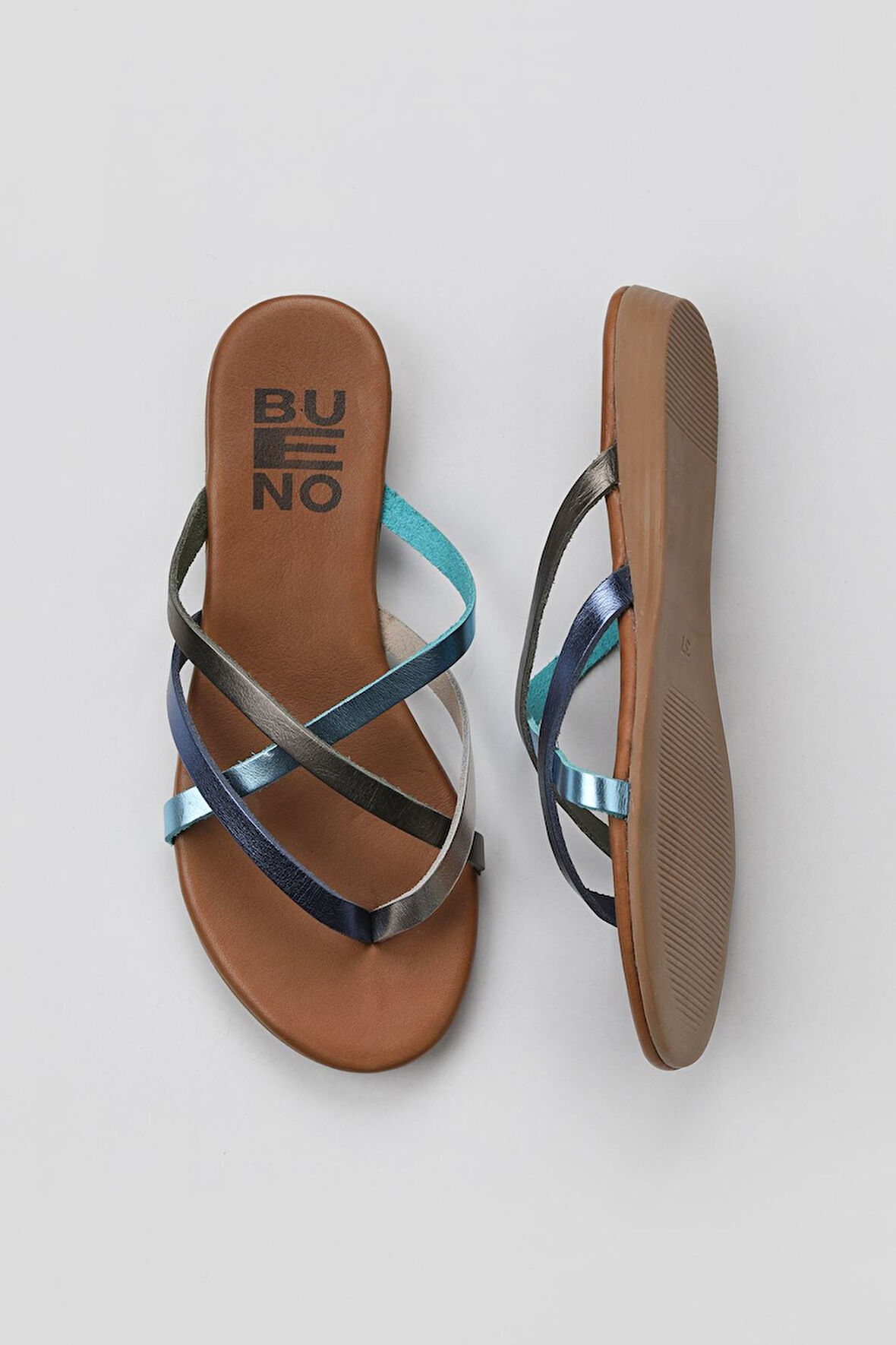 Bueno Shoes Bej Multi Deri Kadın Parmak Arası Terlik 01wu7458
