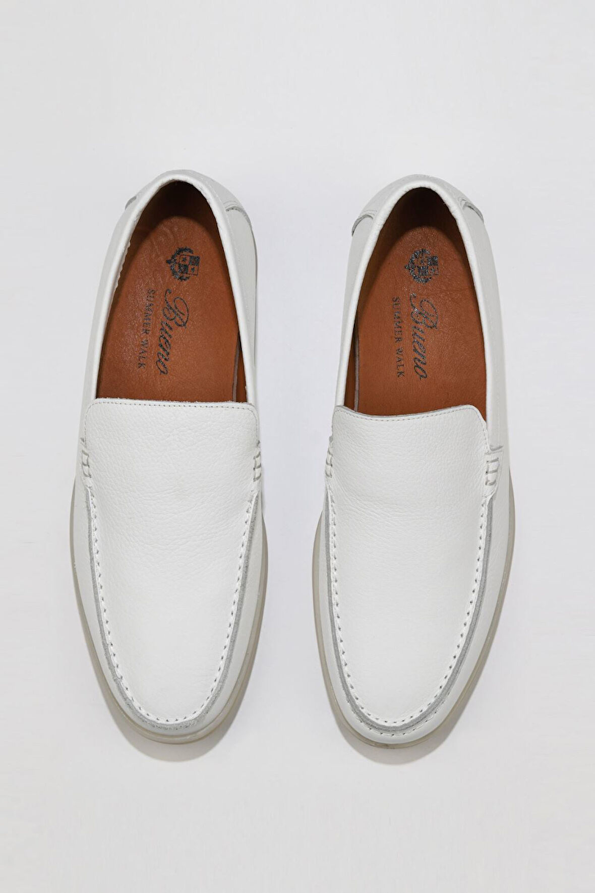 Bueno Shoes Beyaz Flotter Deri Erkek Loafer 05ms102