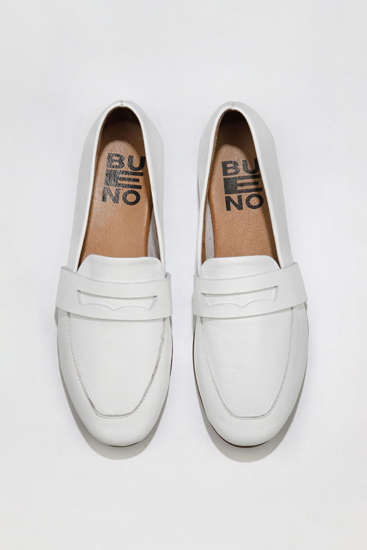 Bueno Shoes Beyaz Deri Kadın Loafer 01ws5302