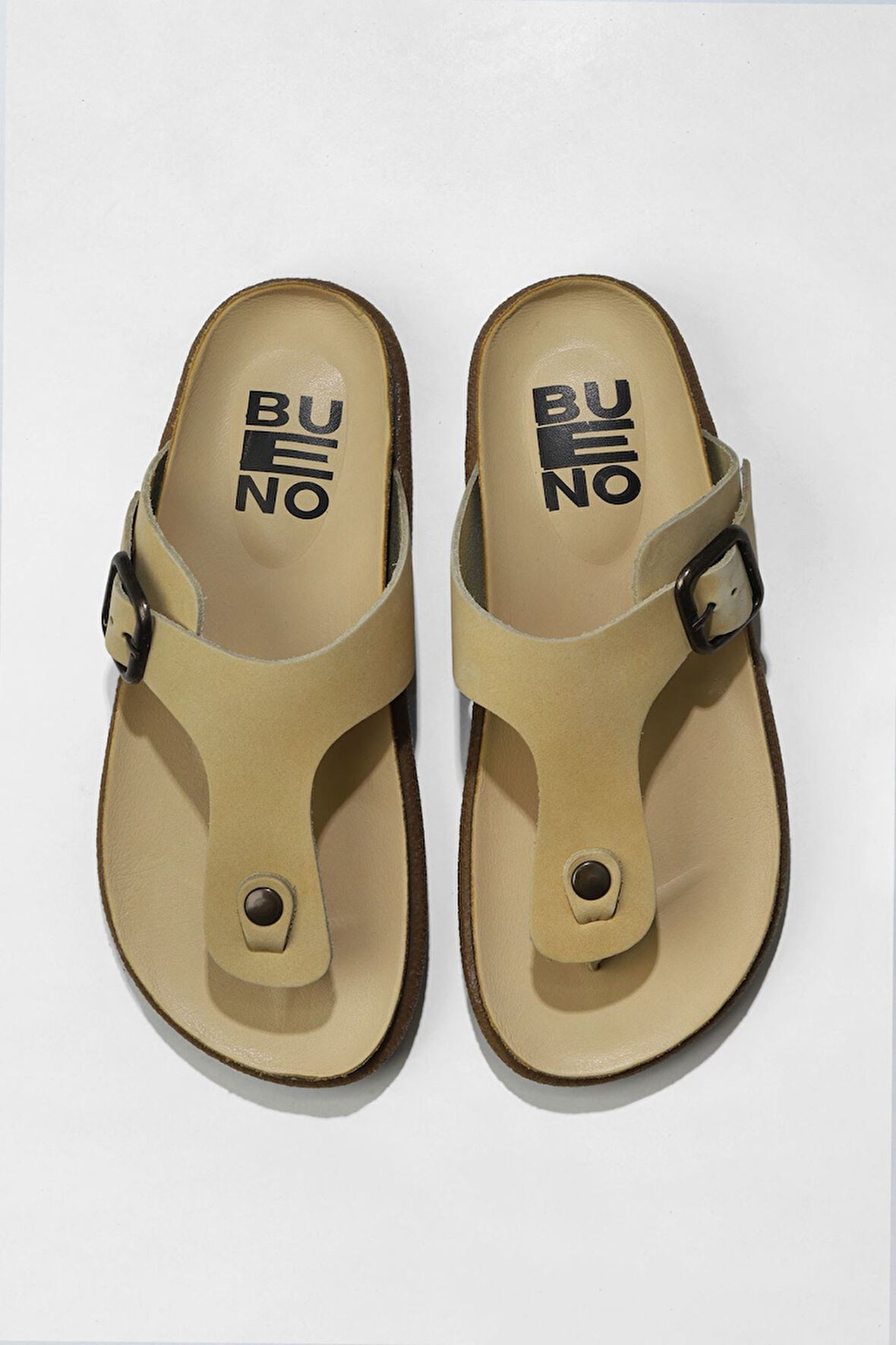 Bueno Shoes Sarı Nubuk Kadın Parmak Arası Terlik 01ws11002
