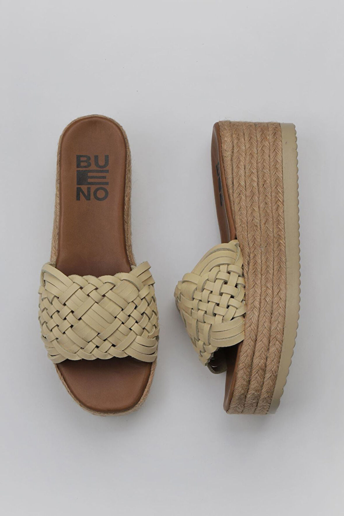 Bueno Shoes Sarı Deri Kadın Dolgu Topuklu Terlik 01wu6118