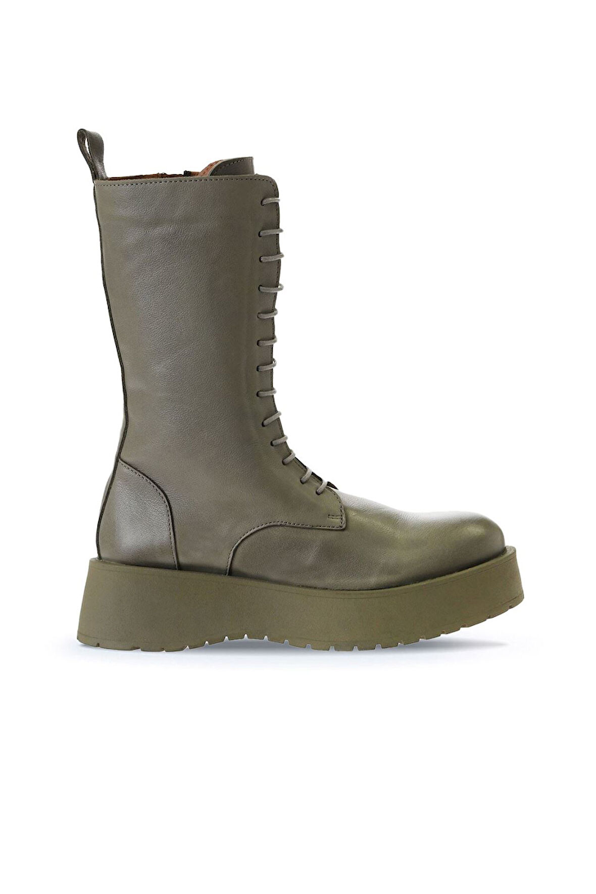 Bueno Shoes Haki Deri Kadın Dolgu Topuklu Bot 01wv1303