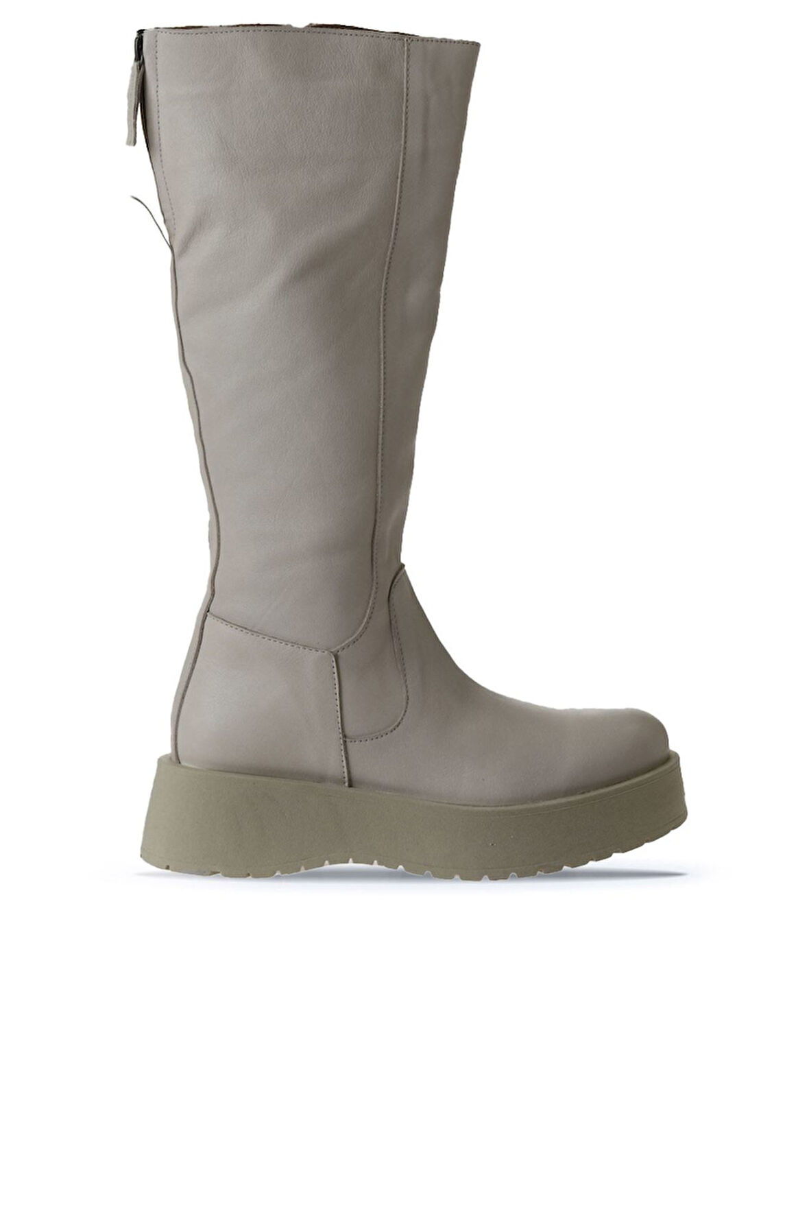 Bueno Shoes Bej Deri Kadın Dolgu Topuklu Çizme 01wv1307