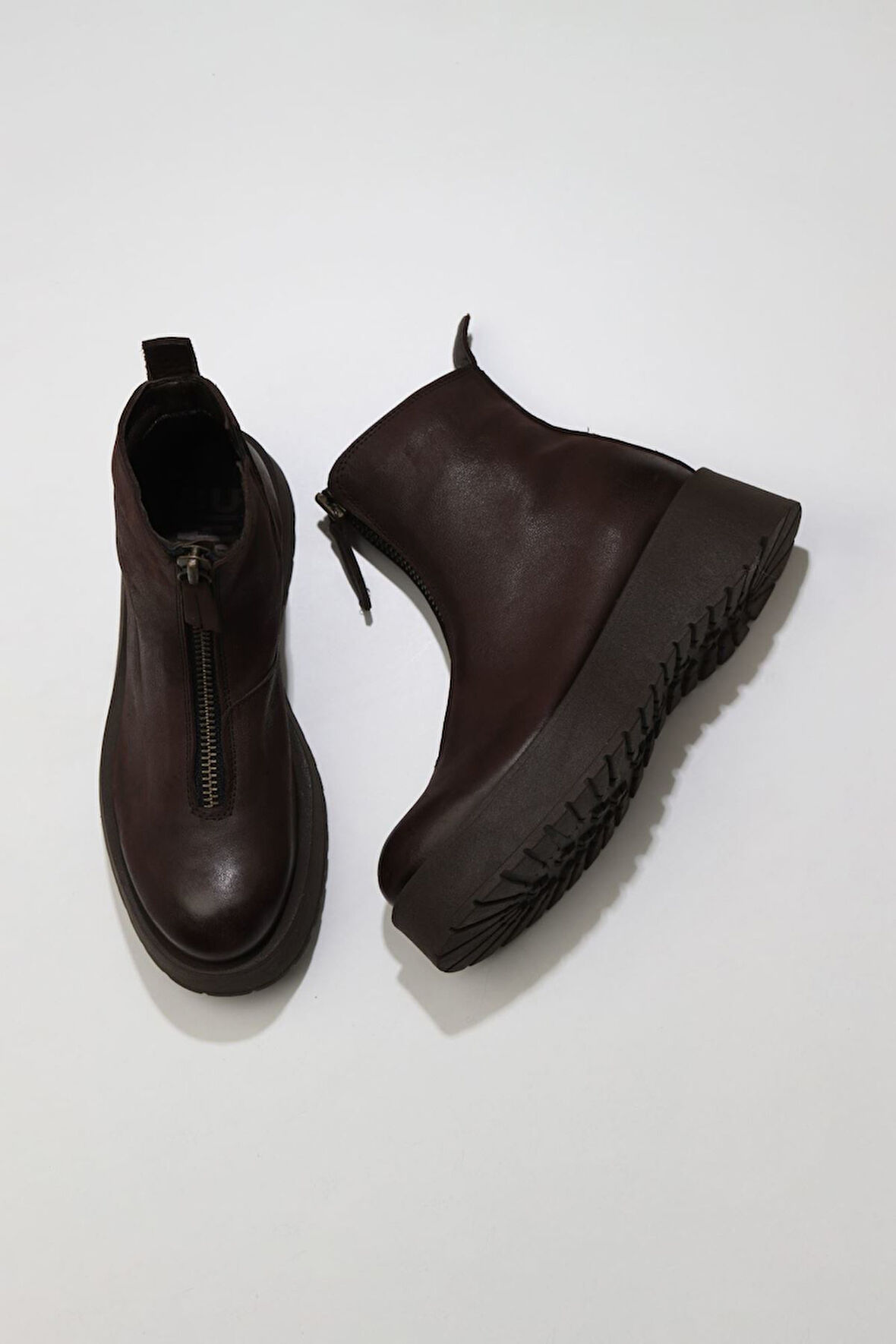 Bueno Shoes Kahverengi Deri Kadın Dolgu Topuklu Bot 01wv1309