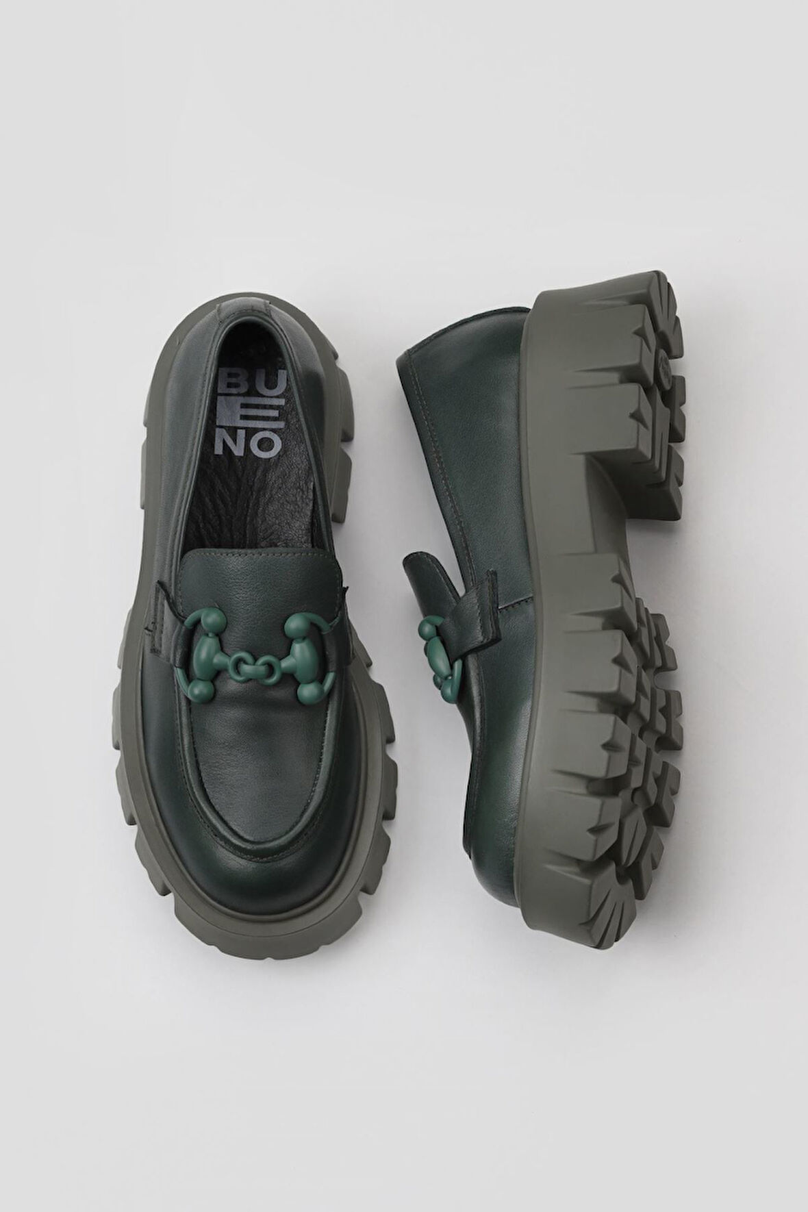 Bueno Shoes Yeşil Deri Kadın Dolgu Topuklu Ayakkabı 01wv4603