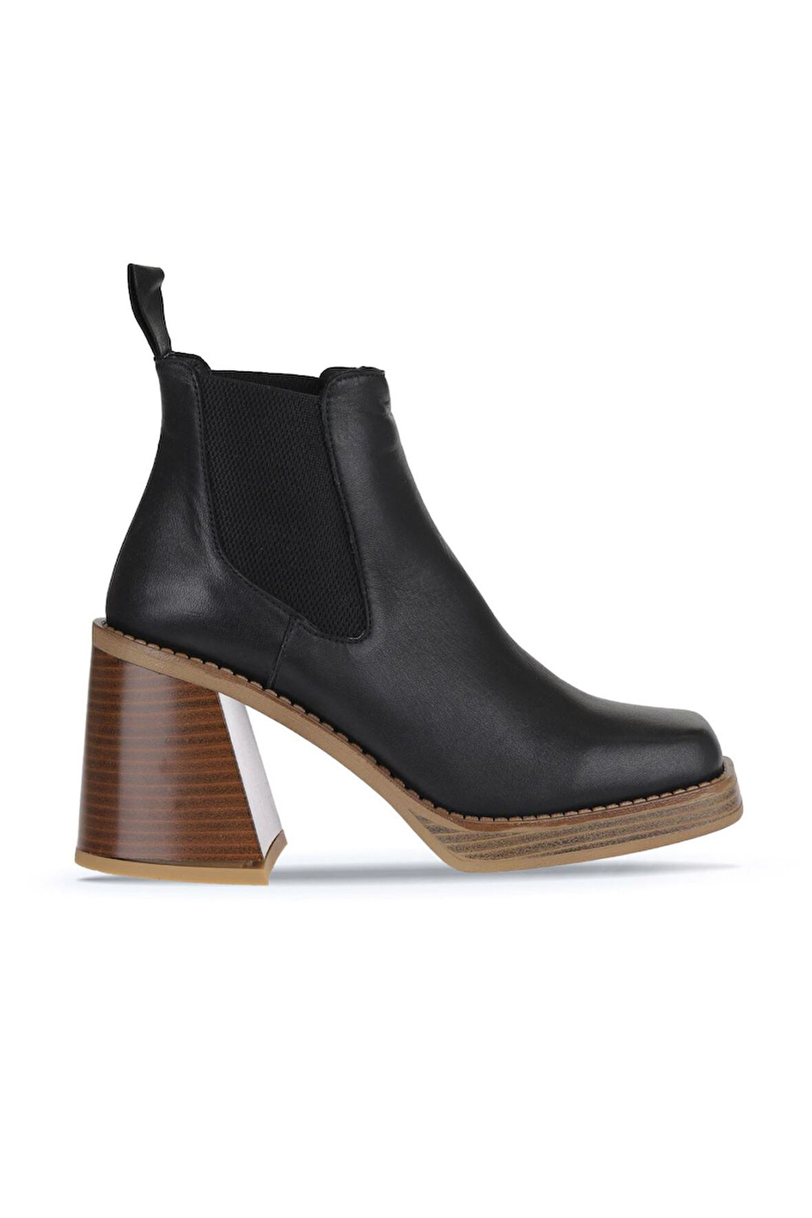 Bueno Shoes Siyah Deri Kadın Topuklu Bot 01wv6101