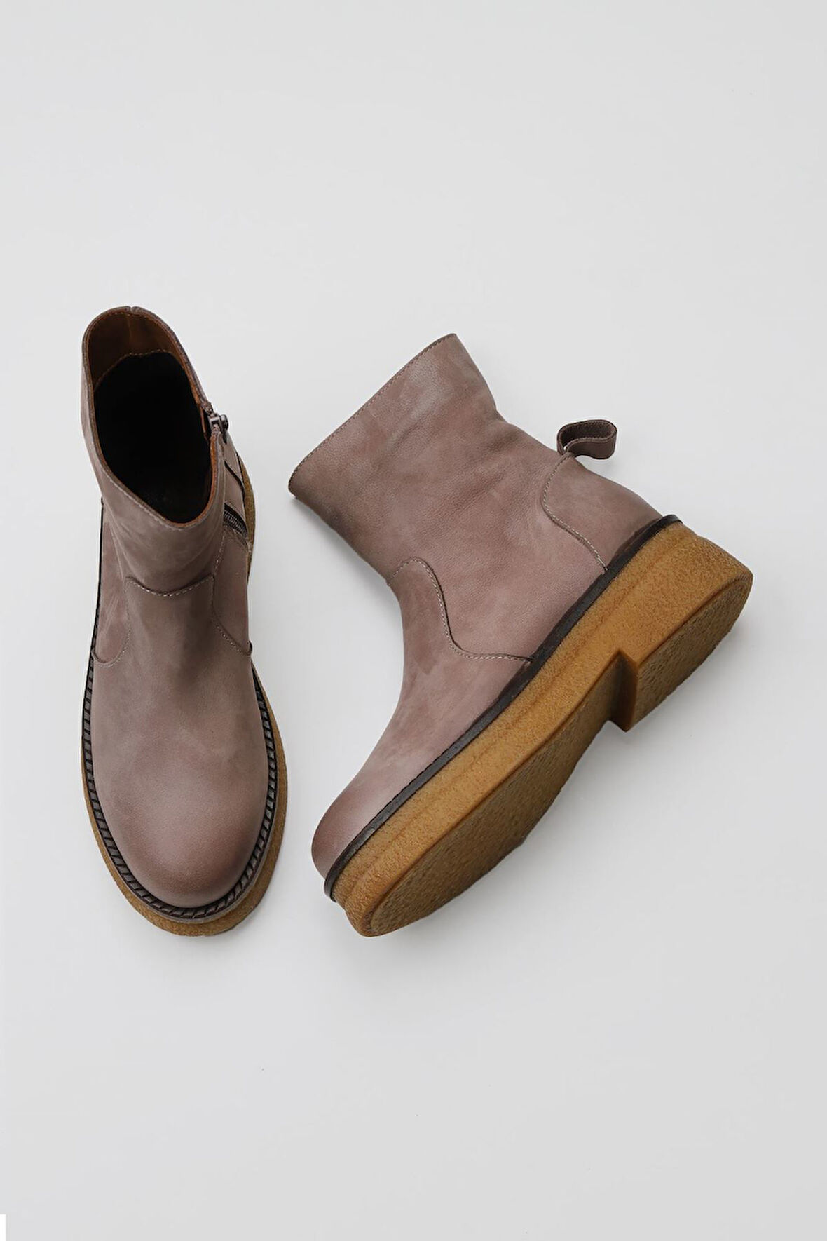 Bueno Shoes Bej Nubuk Kadın Düz Bot 01wv0202