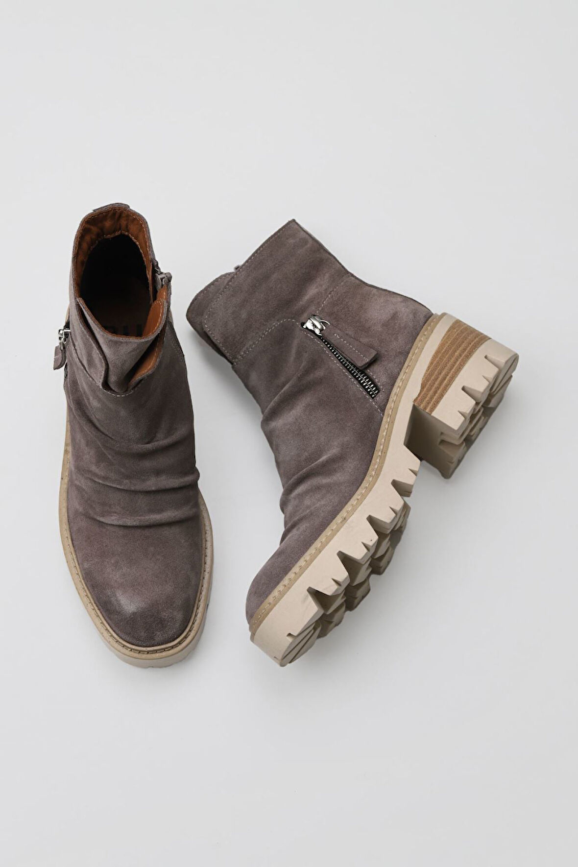 Bueno Shoes Vizon Süet Kadın Topuklu Bot 01wv3305