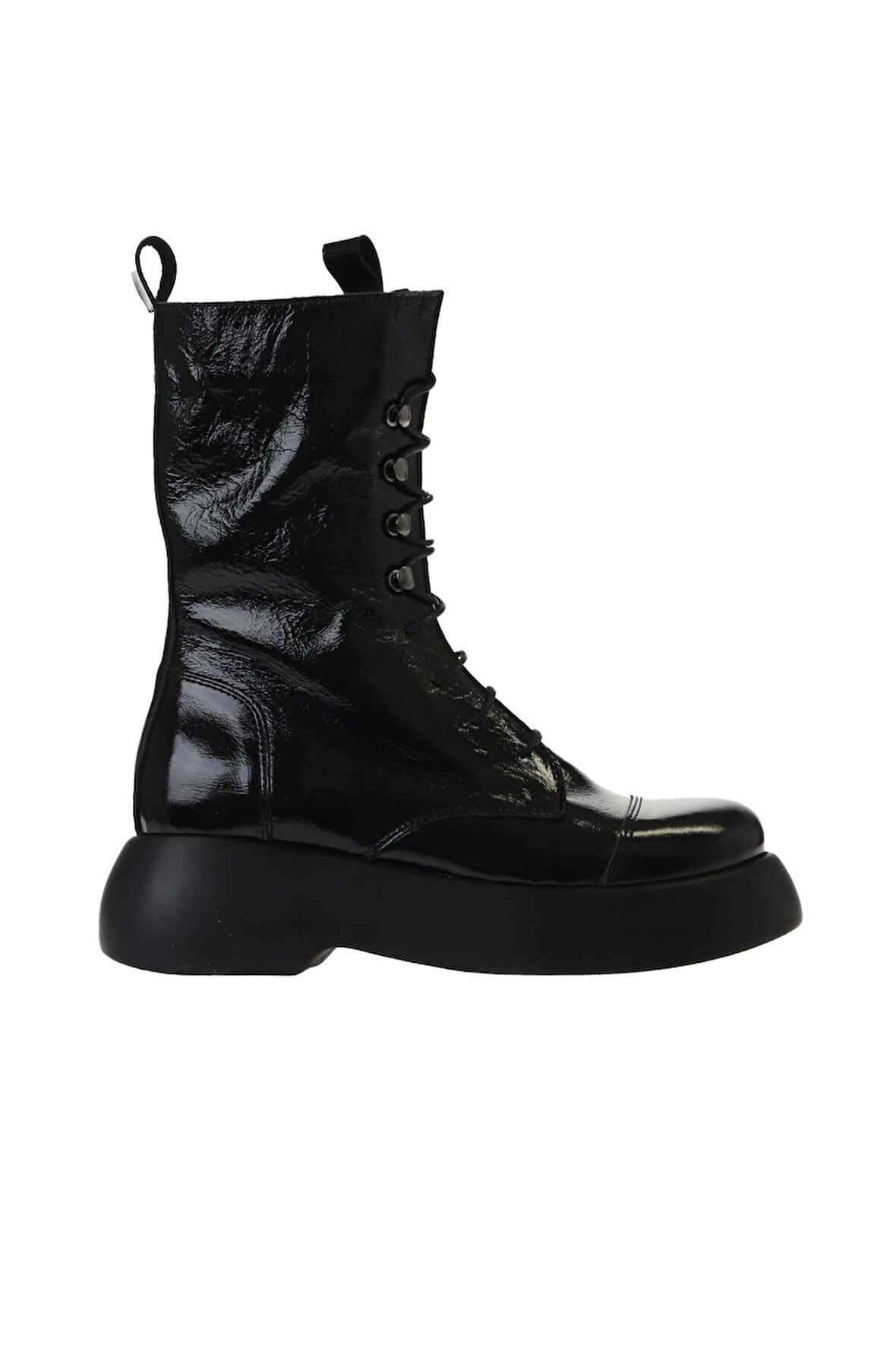 Bueno Shoes Siyah Kırışık Rugan Kadın Dolgu Topuklu Bot 01wv5306