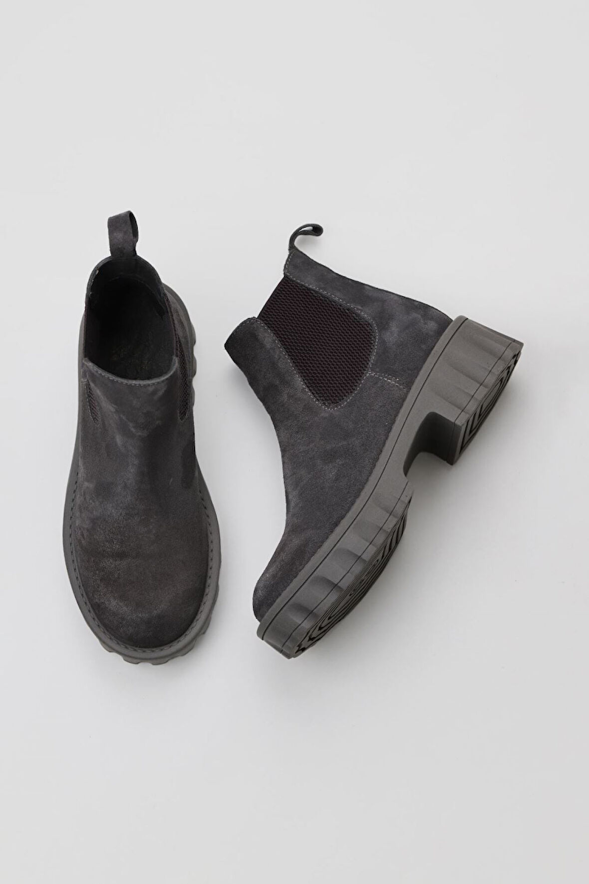 Bueno Shoes Gri Süet Kadın Dolgu Topuklu Bot 01wv9002
