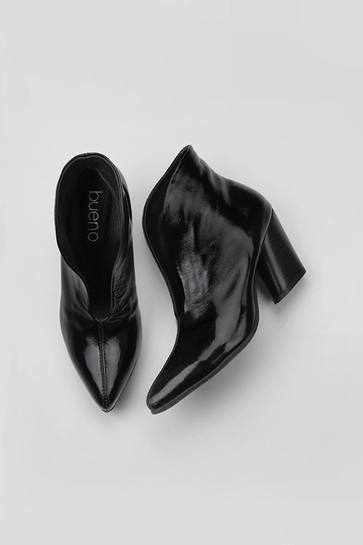 Bueno Shoes Siyah Kırışık Rugan Kadın Topuklu Bot 01wr1404
