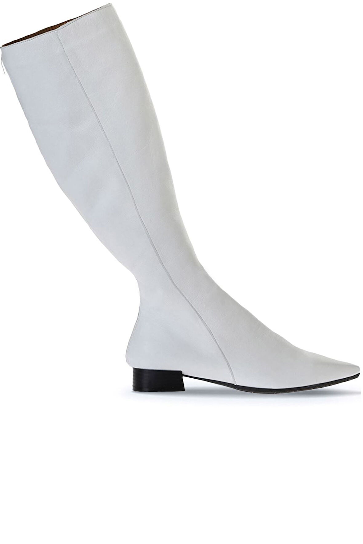 Bueno Shoes Beyaz Deri Kadın Düz Çizme 01wr3009