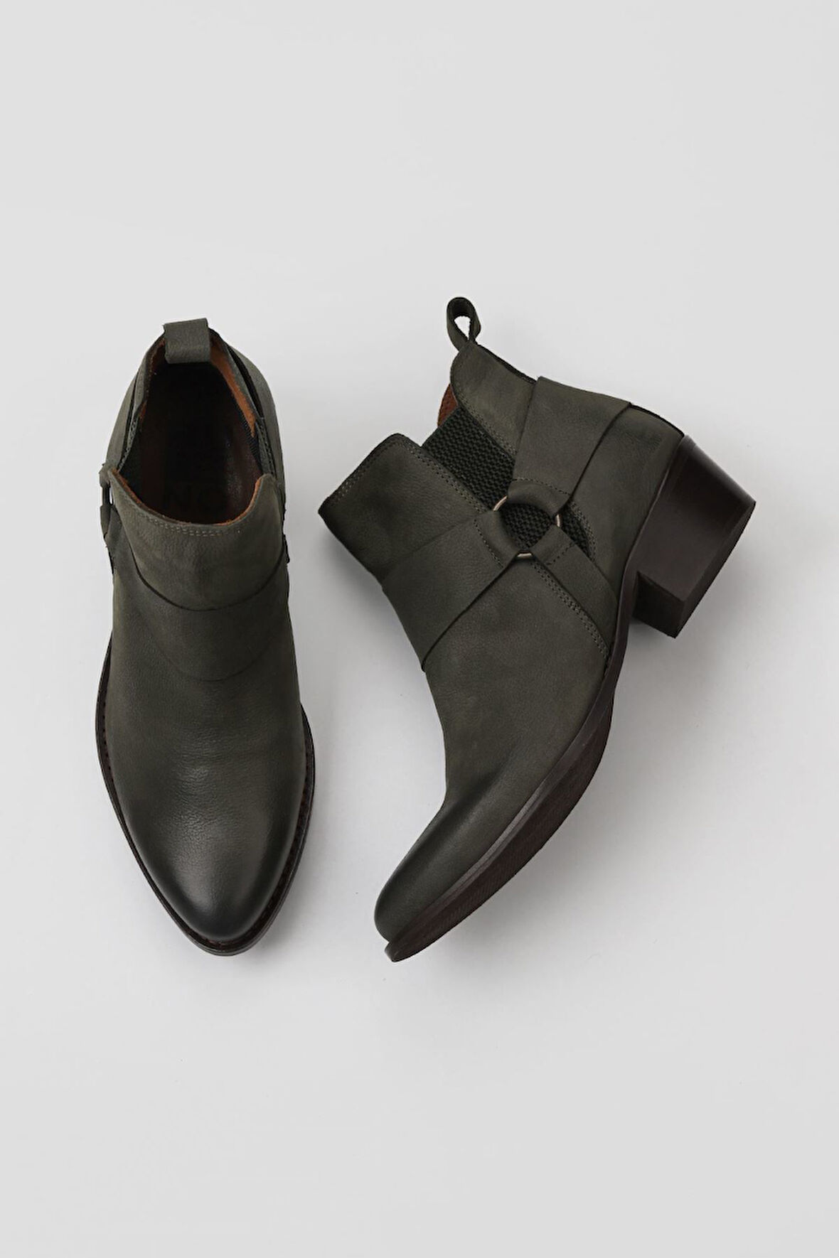 Bueno Shoes Haki Koyu Nubuk Kadın Topuklu Bot 01wr5705