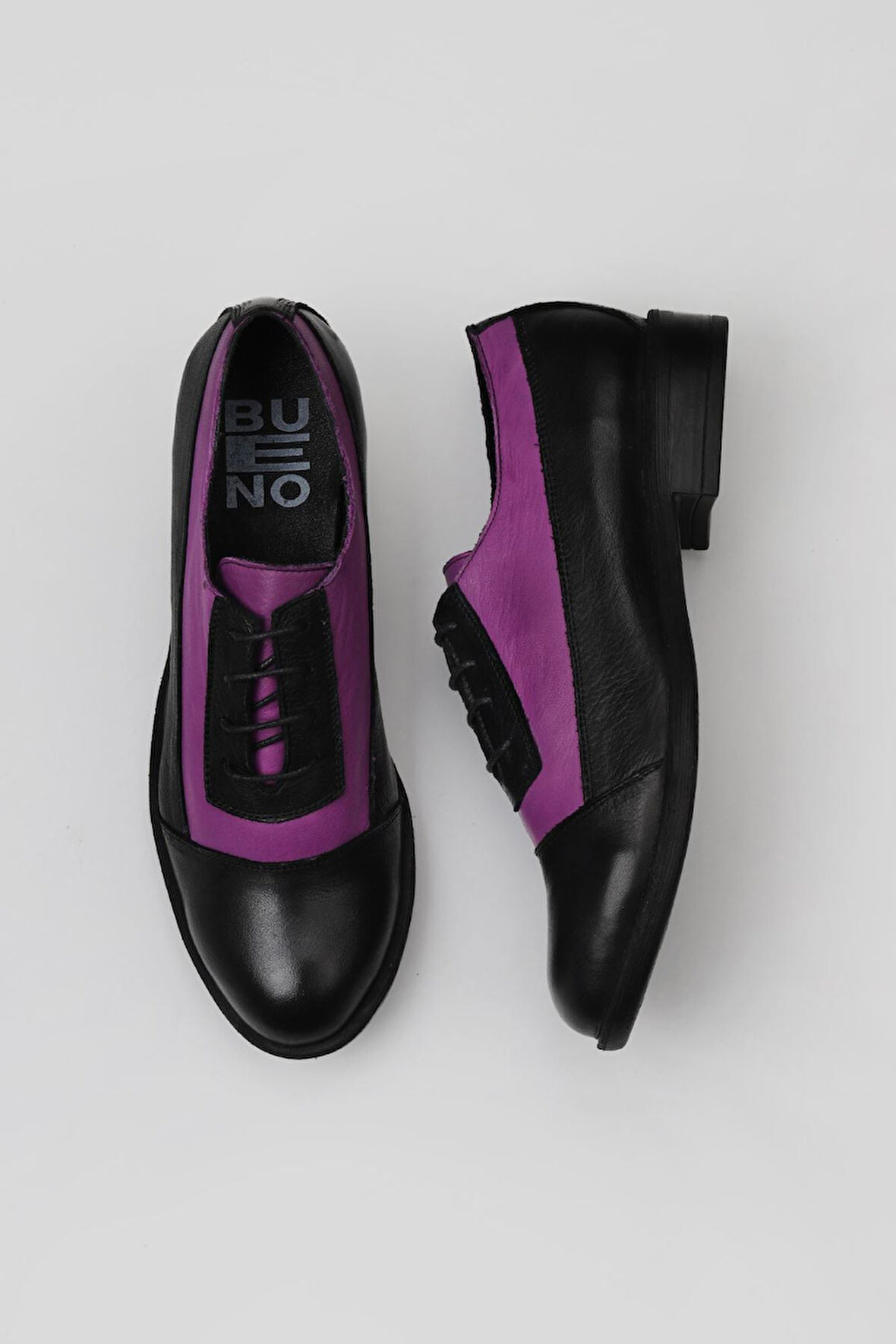 Bueno Shoes Siyah Lila Deri Kadın Düz Ayakkabı 01wt2600