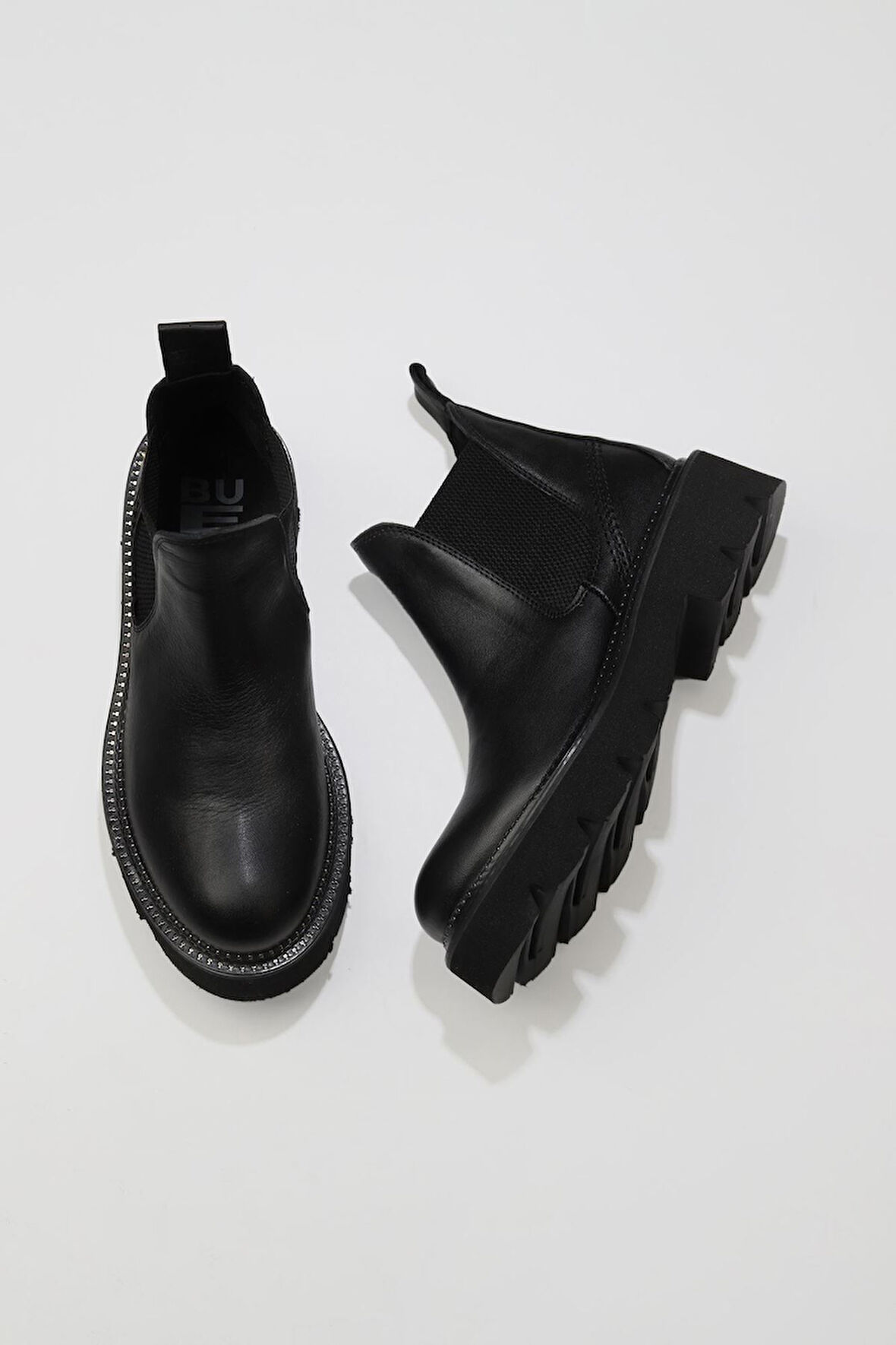 Bueno Shoes Siyah Flotter Deri Kadın Düz Bot 01wr3401