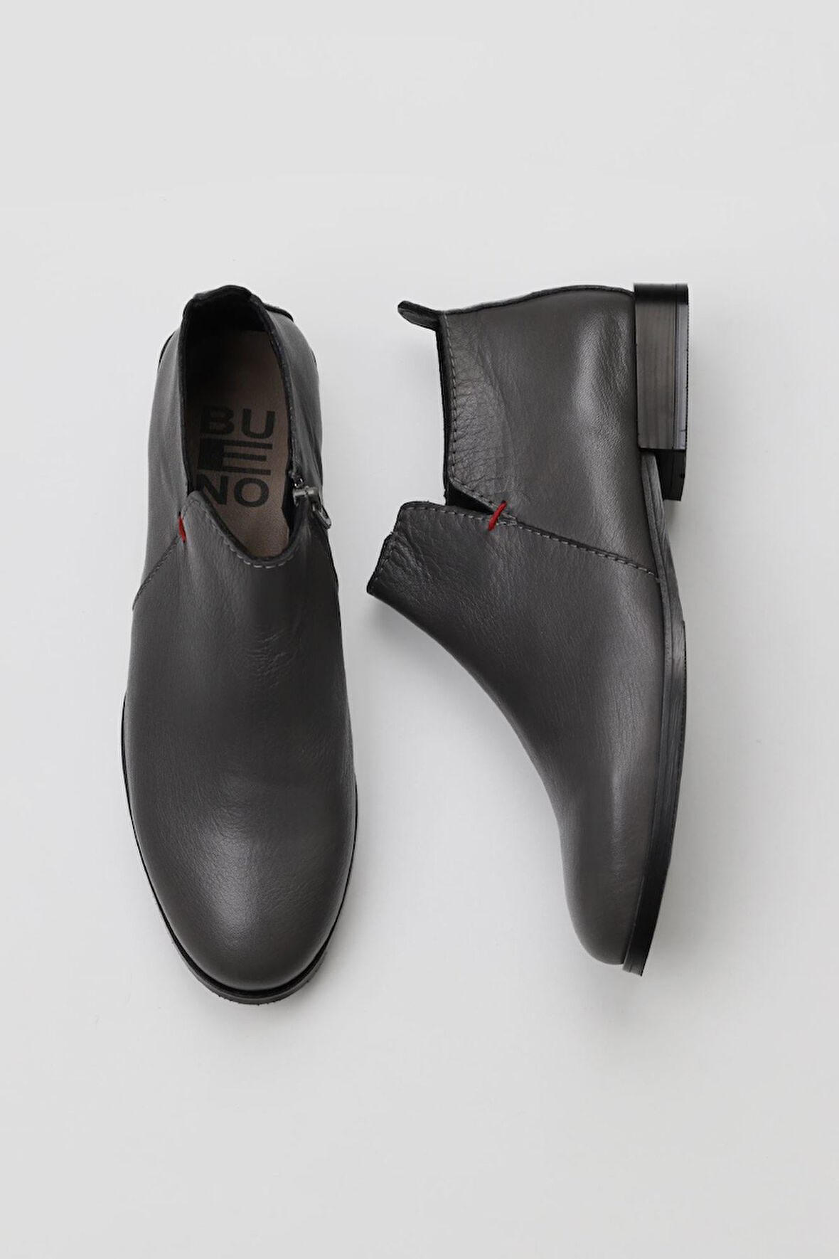 Bueno Shoes Gri Deri Kadın Düz Bot 01wt2803
