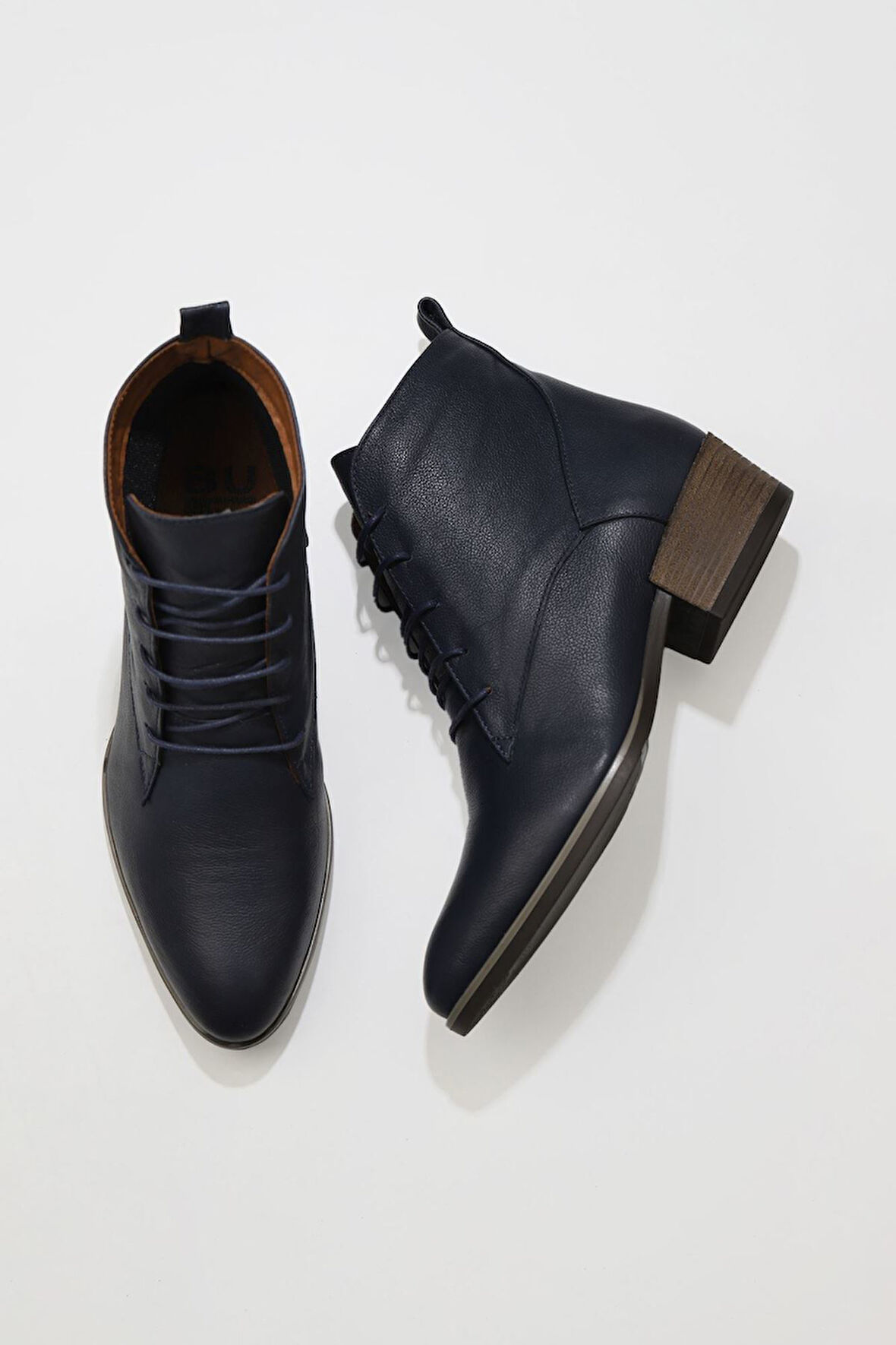 Bueno Shoes Lacivert Deri Kadın Topuklu Bot 01wp1315