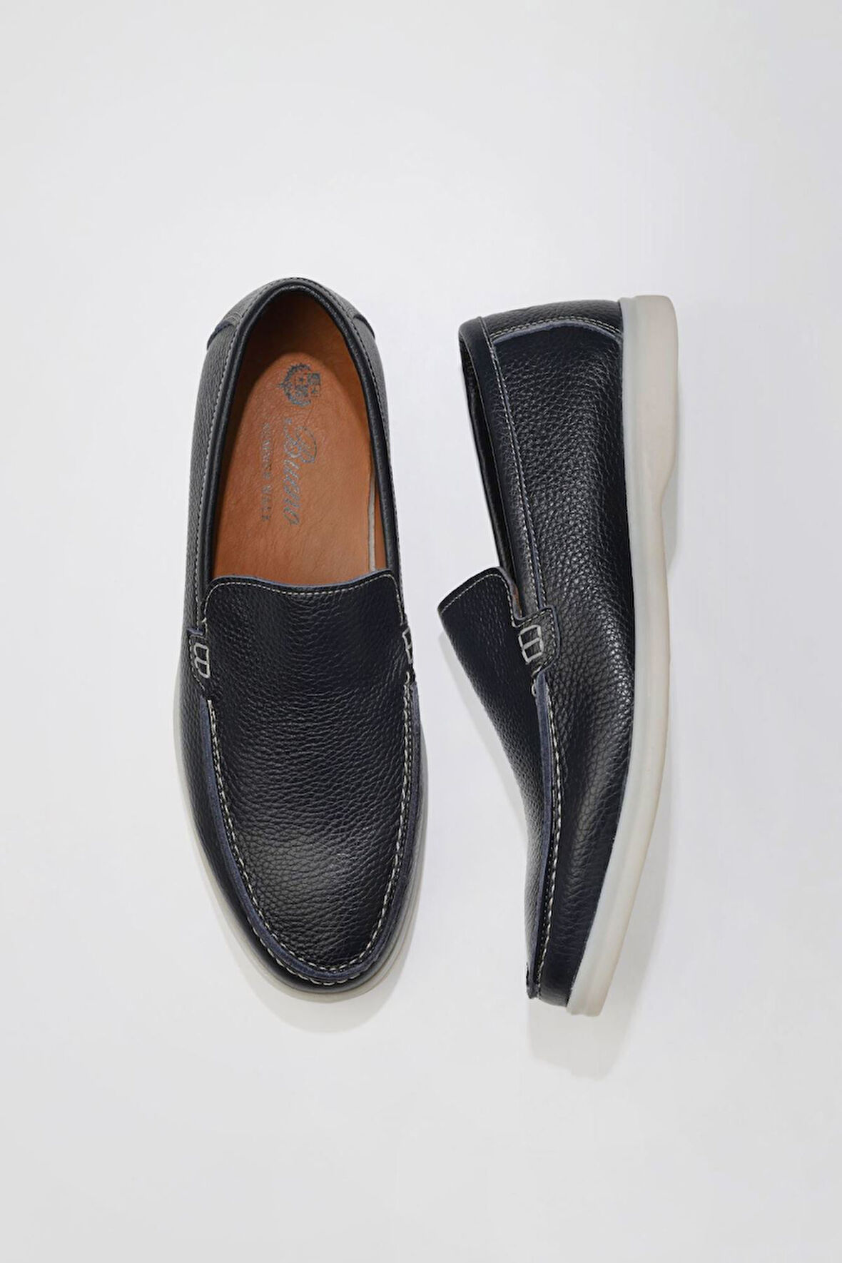 Bueno Shoes Lacivert Flotter Deri Erkek Loafer 05ms102