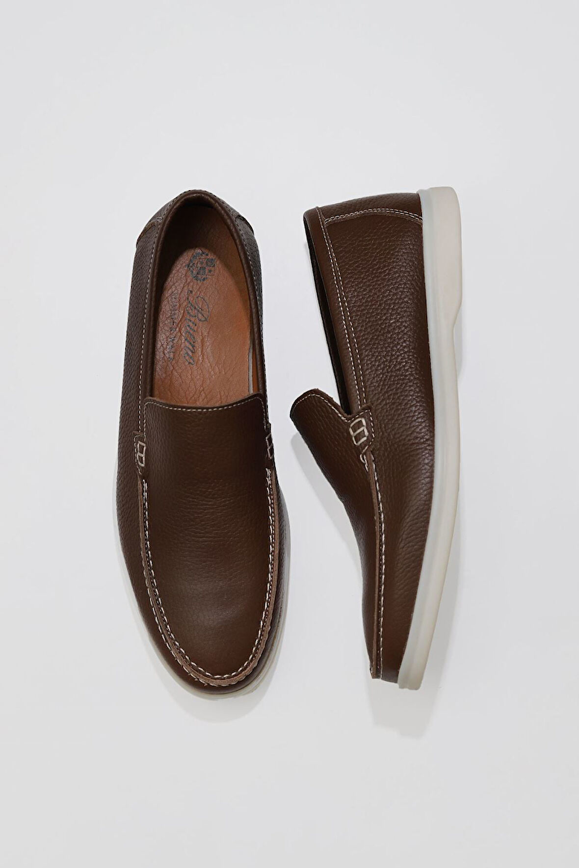 Bueno Shoes Kahverengi Flotter Deri Erkek Loafer 05ms102