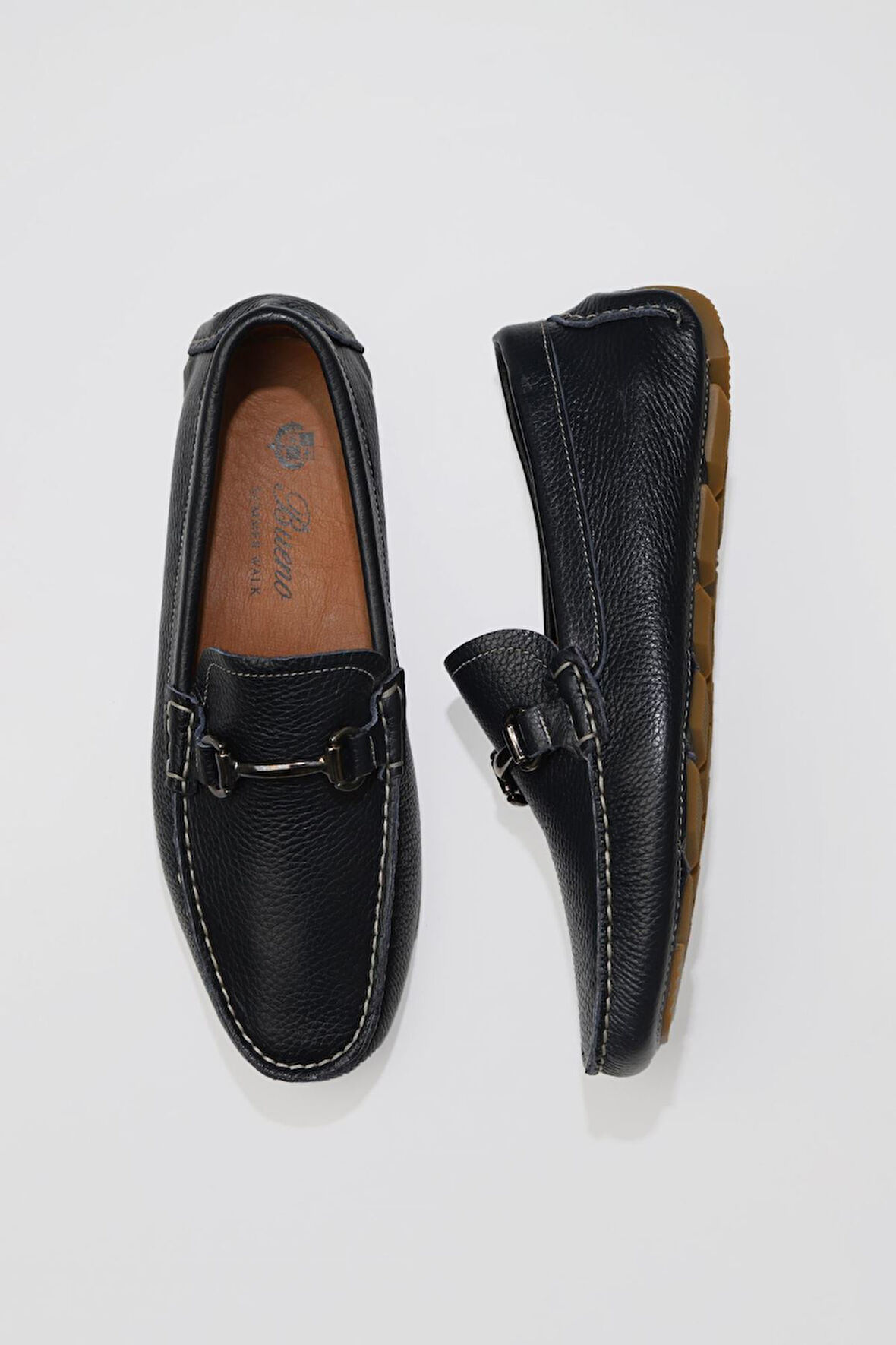 Bueno Shoes Lacivert Flotter Deri Erkek Loafer 05ms2021