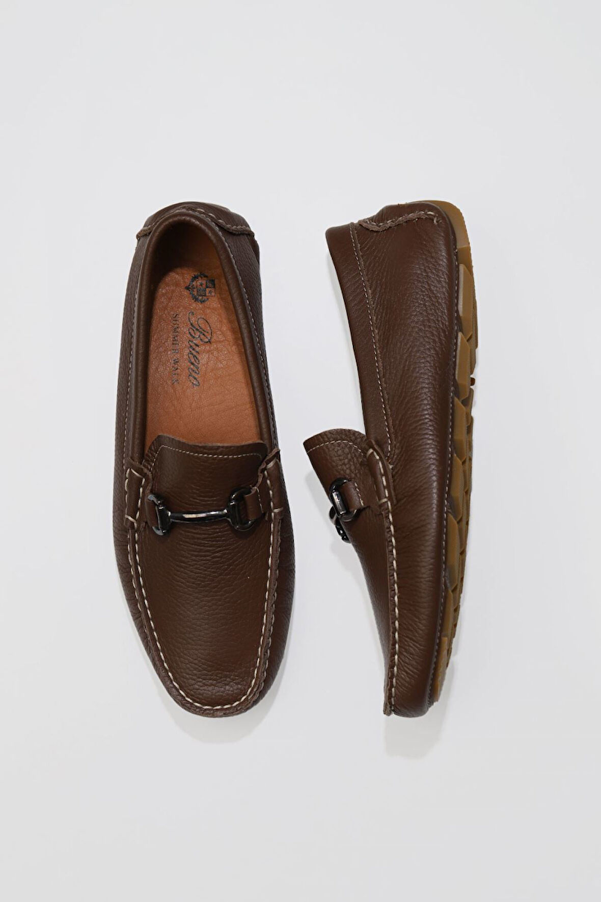 Bueno Shoes Kahverengi Flotter Deri Erkek Loafer 05ms2021