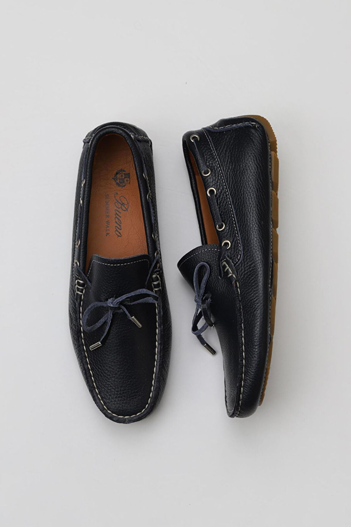 Bueno Shoes Lacivert Flotter Deri Erkek Loafer 05ms2023