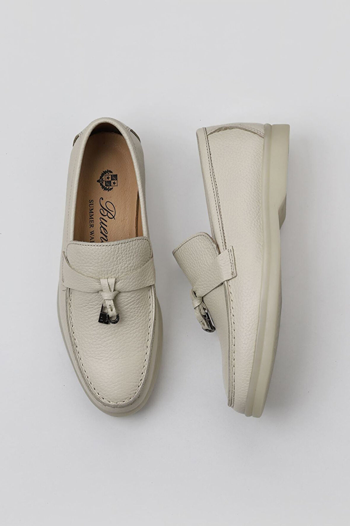 Bueno Shoes Bej Flotter Deri Kadın Loafer 05ws101