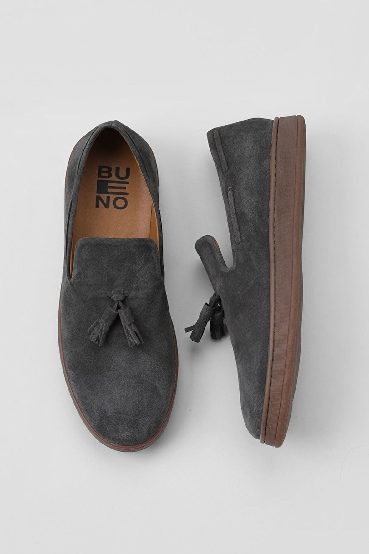 Bueno Shoes Gri Koyu Süet Erkek Loafer 10m50029
