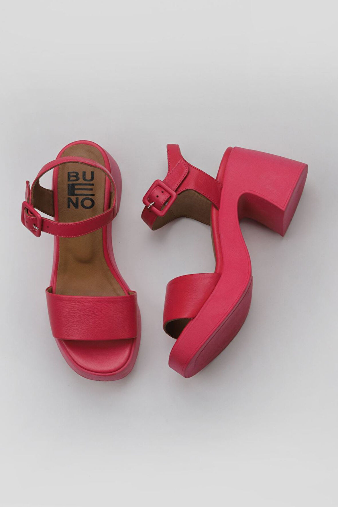 Bueno Shoes Fuşya Deri Kadın Dolgu Topuklu Ayakkabı 01wy12204