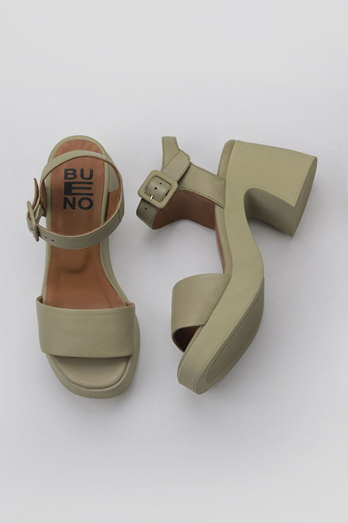 Bueno Shoes Haki Deri Kadın Dolgu Topuklu Ayakkabı 01wy12204