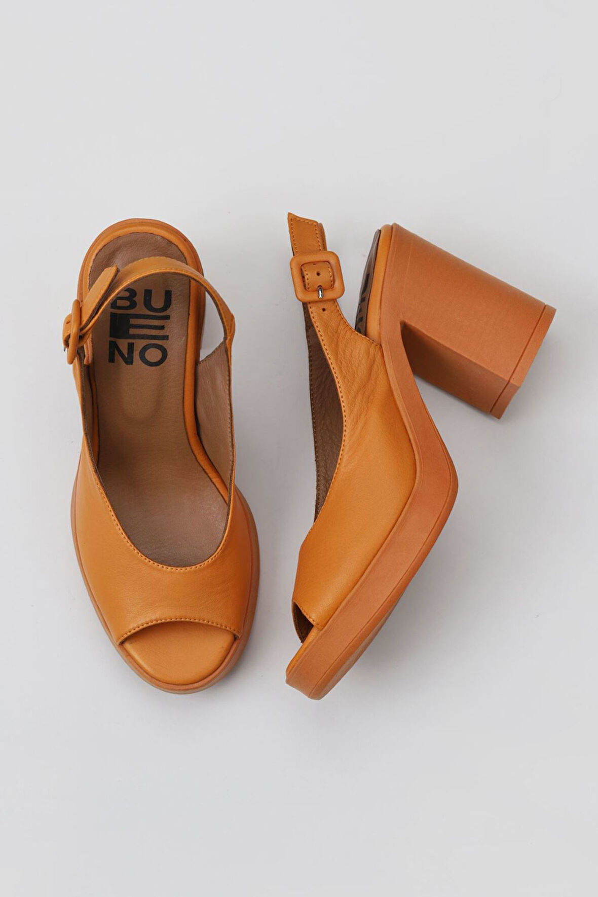 Bueno Shoes Turuncu Deri Kadın Topuklu Sandalet 01wy12300