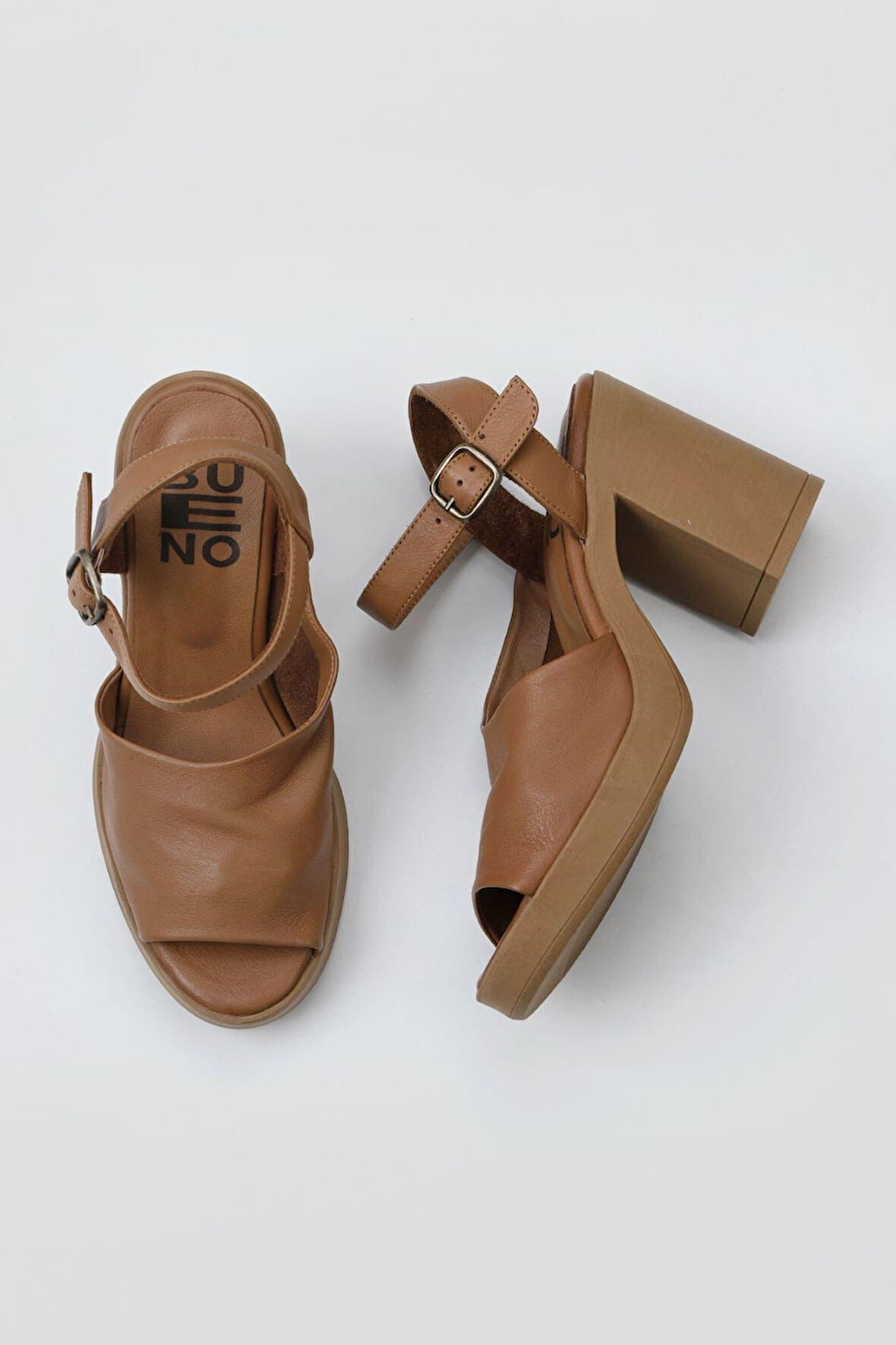 Bueno Shoes Kahverengi Deri Kadın Topuklu Sandalet 01wy12303