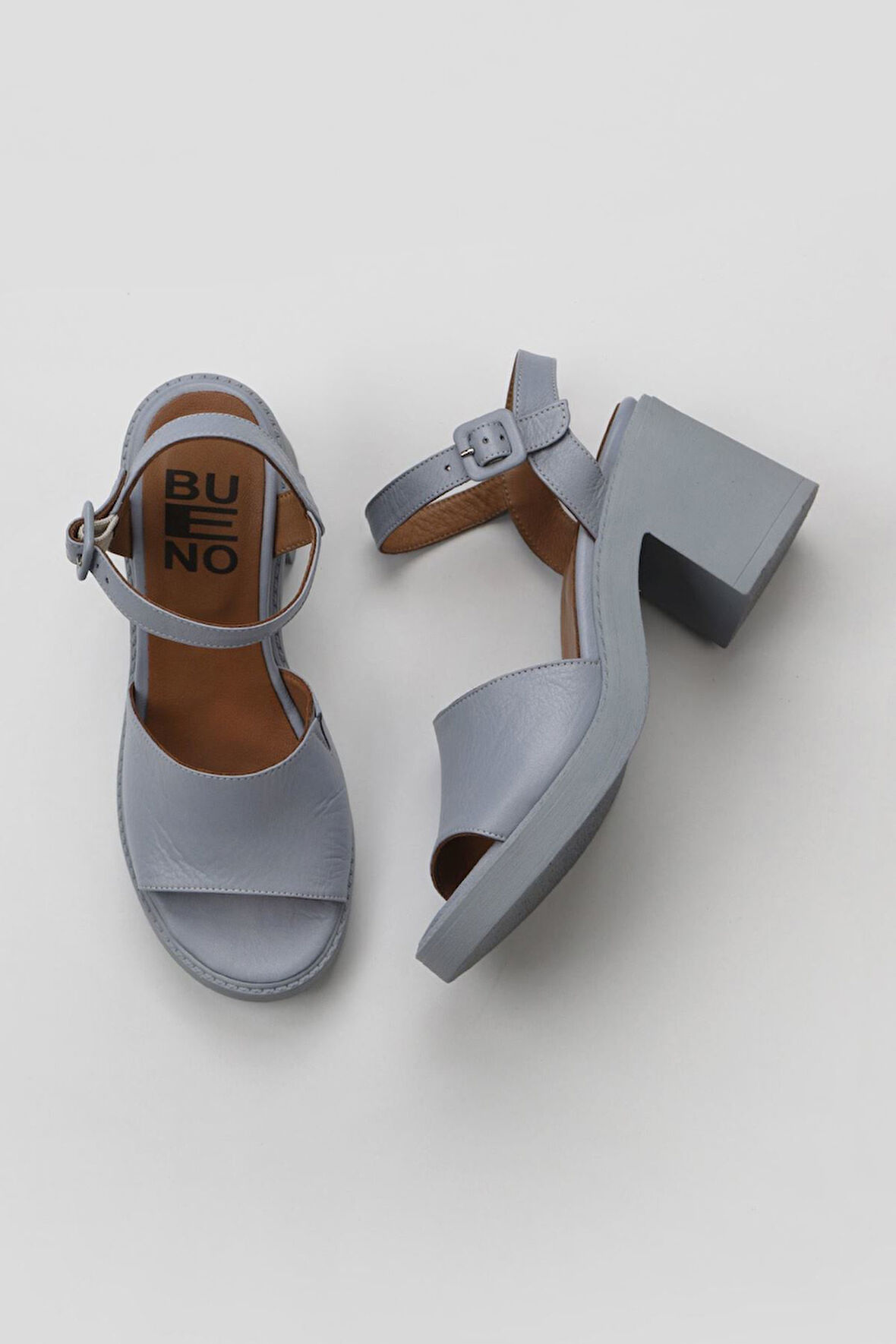 Bueno Shoes Mavi Deri Kadın Topuklu Sandalet 01wy12502