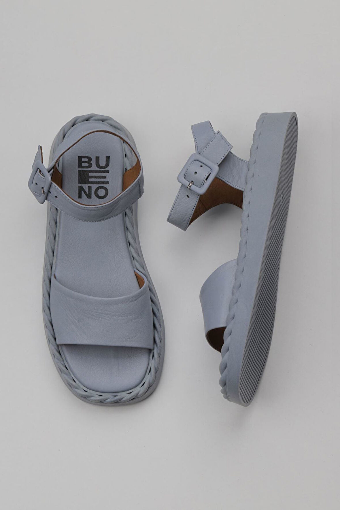 Bueno Shoes Mavi Deri Kadın Düz Sandalet 01wy9100