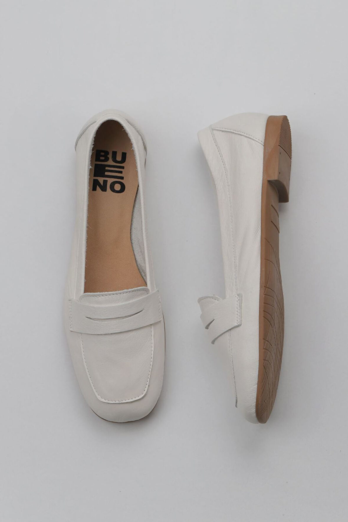 Bueno Shoes Beyaz Kırık Deri Kadın Loafer 01wy0801