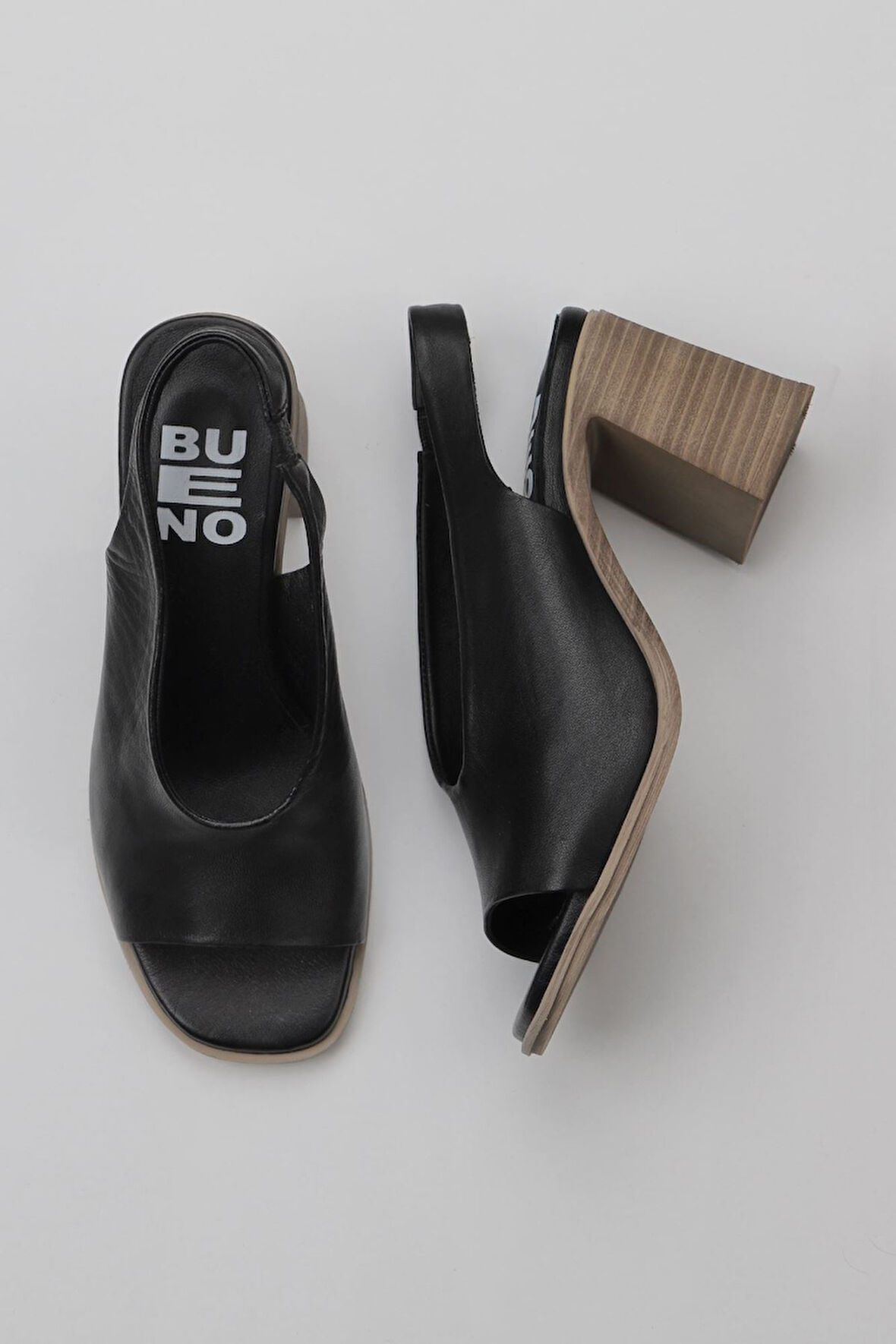 Bueno Shoes Siyah Deri Kadın Topuklu Sandalet 01wy3706