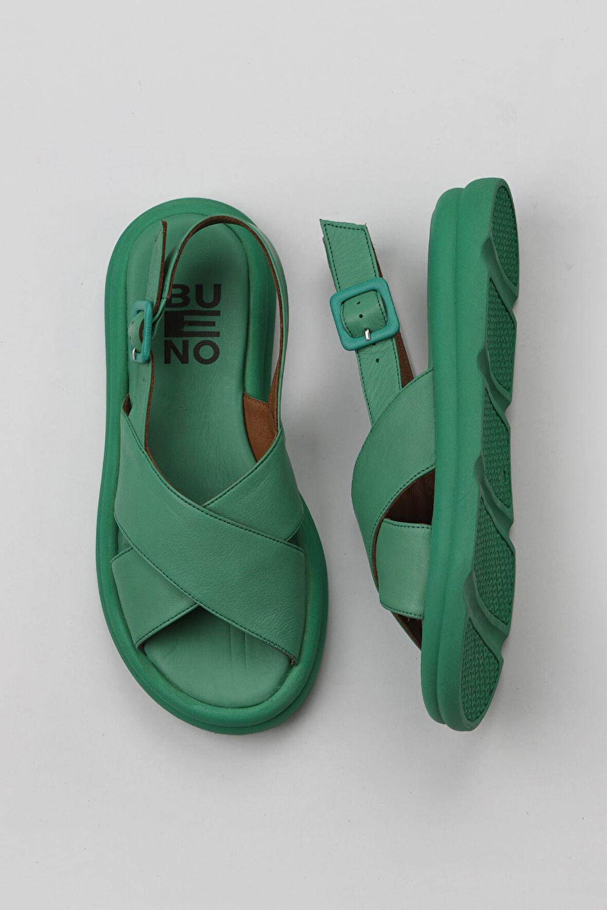 Bueno Shoes Yeşil Koyu Deri Kadın Sandalet 01wy9403