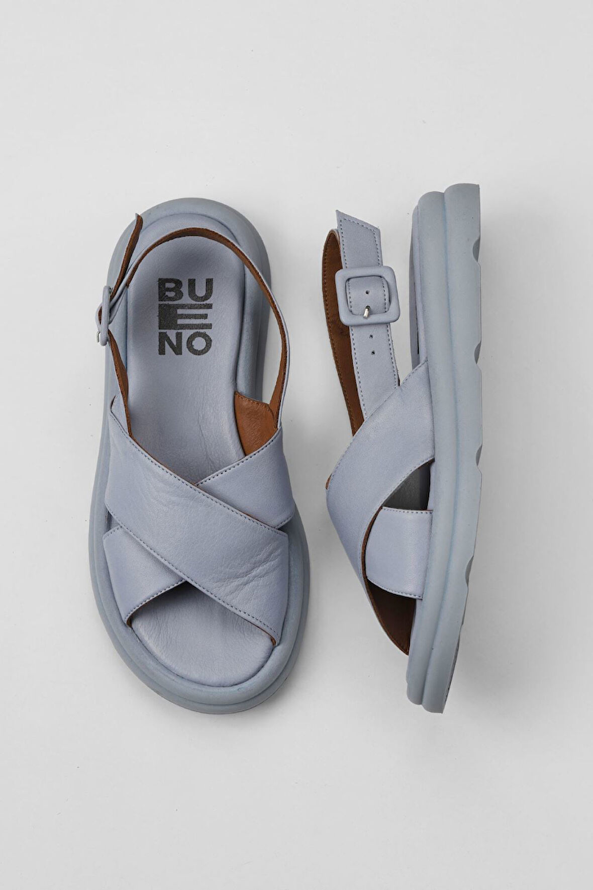 Bueno Shoes Mavi Deri Kadın Sandalet 01wy9403
