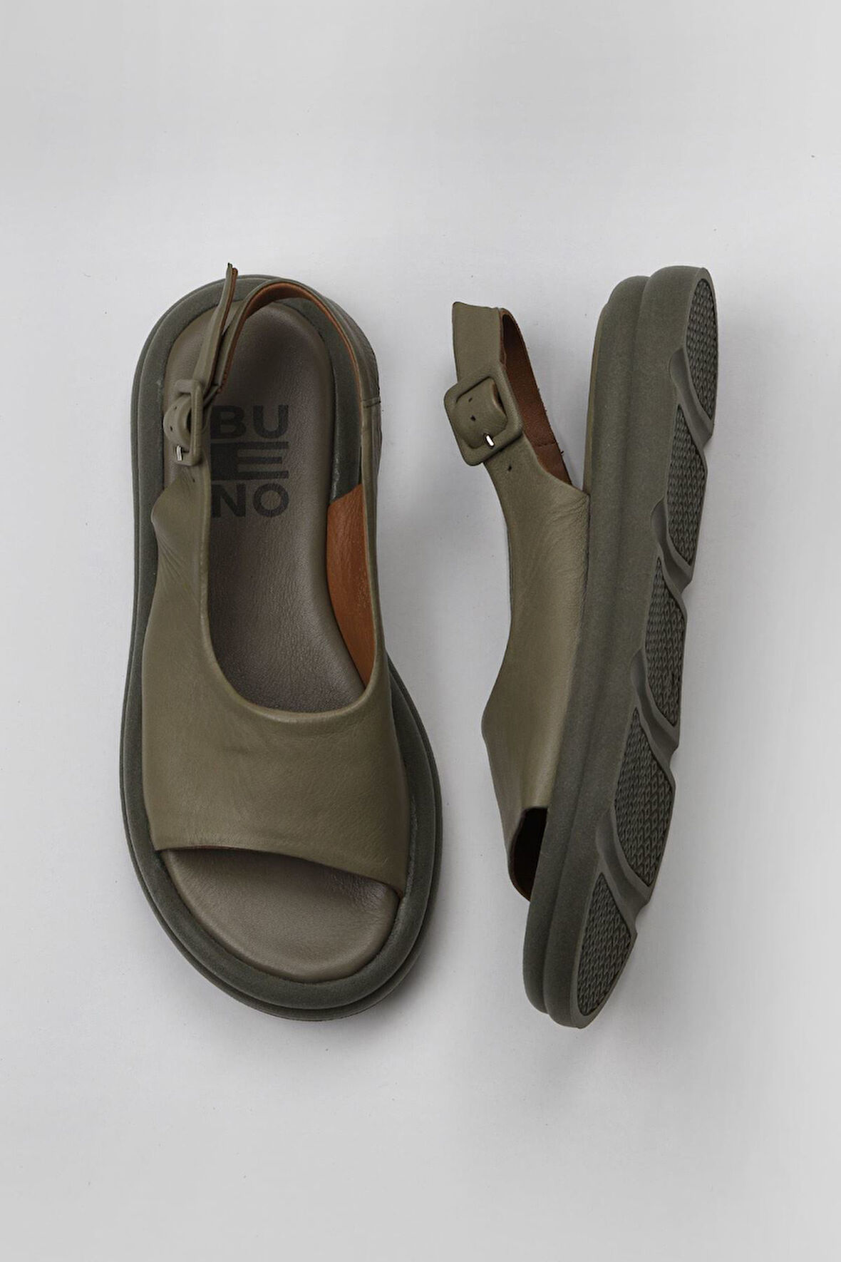 Bueno Shoes Haki Deri Kadın Sandalet 01wy9404