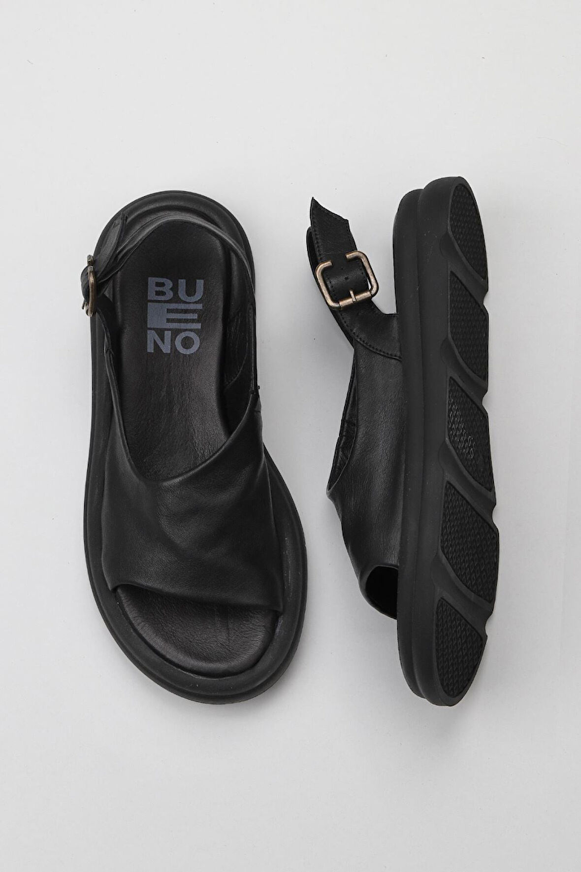 Bueno Shoes Siyah Deri Kadın Sandalet 01wy9407