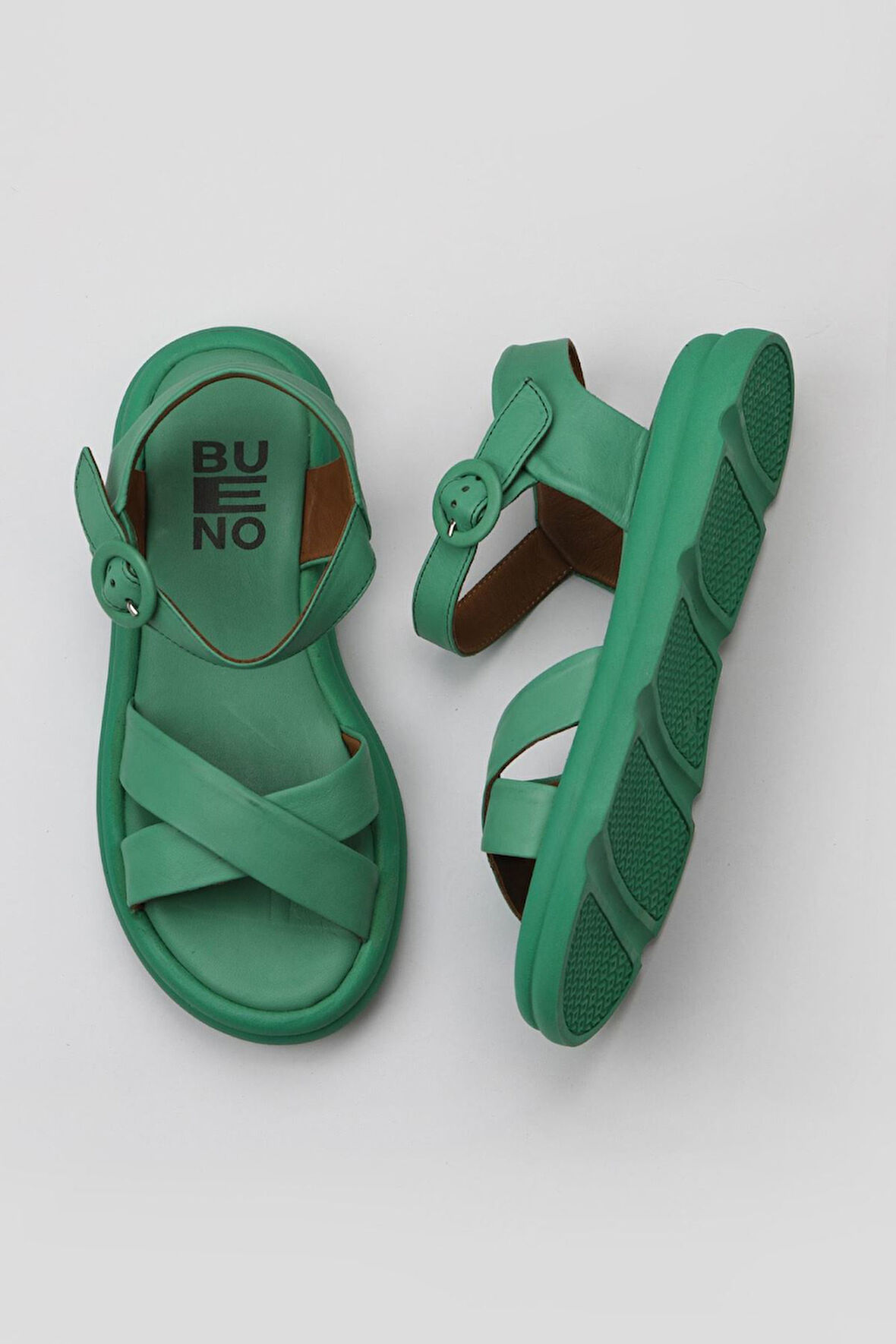 Bueno Shoes Yeşil Koyu Deri Kadın Sandalet 01wy9409