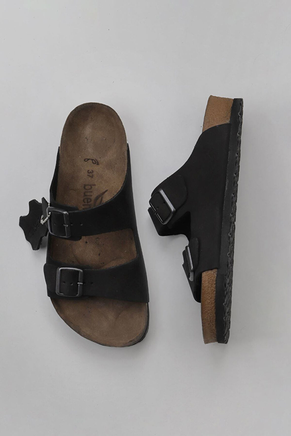 Bueno Shoes Siyah Nubuk Deri Kadın Düz Terlik 05wt100