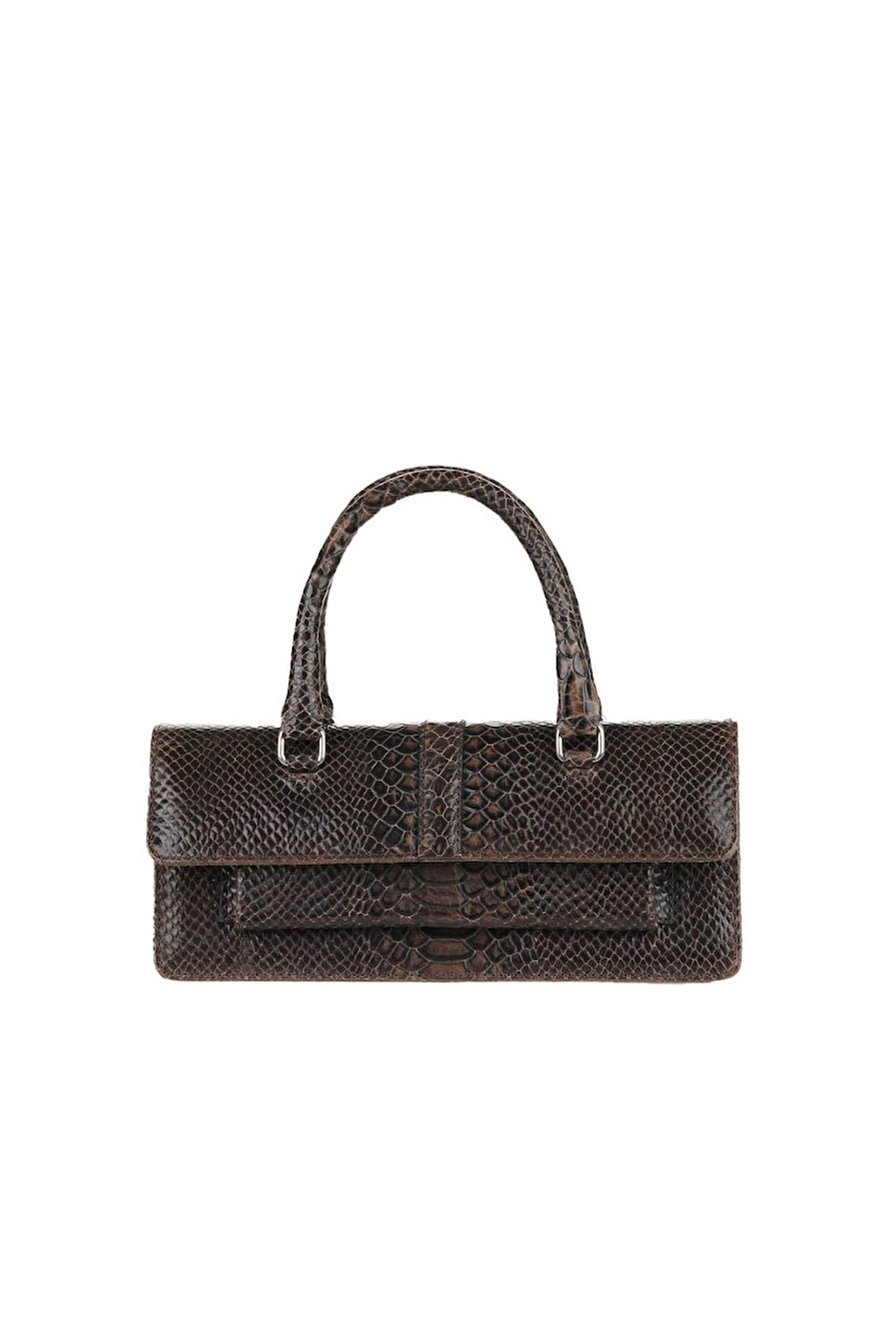 Bueno Shoes Kahverengi Yılan Deri Kadın El Çantası 01wby3621